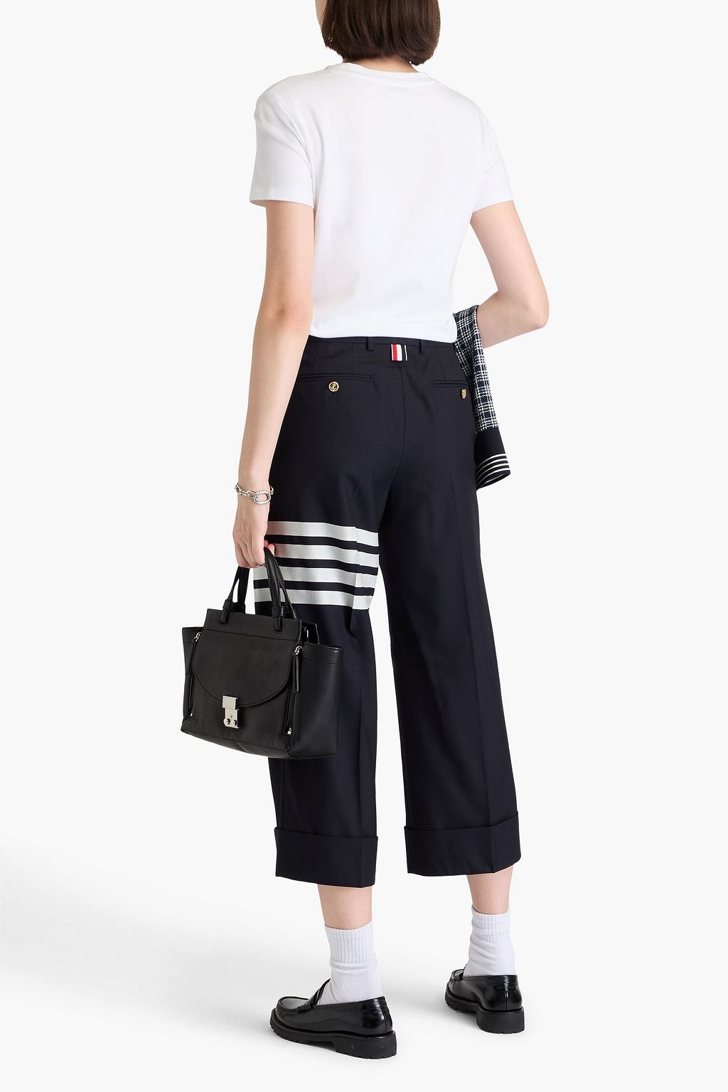 THOM BROWNE Cropped striped wool straight-leg pants