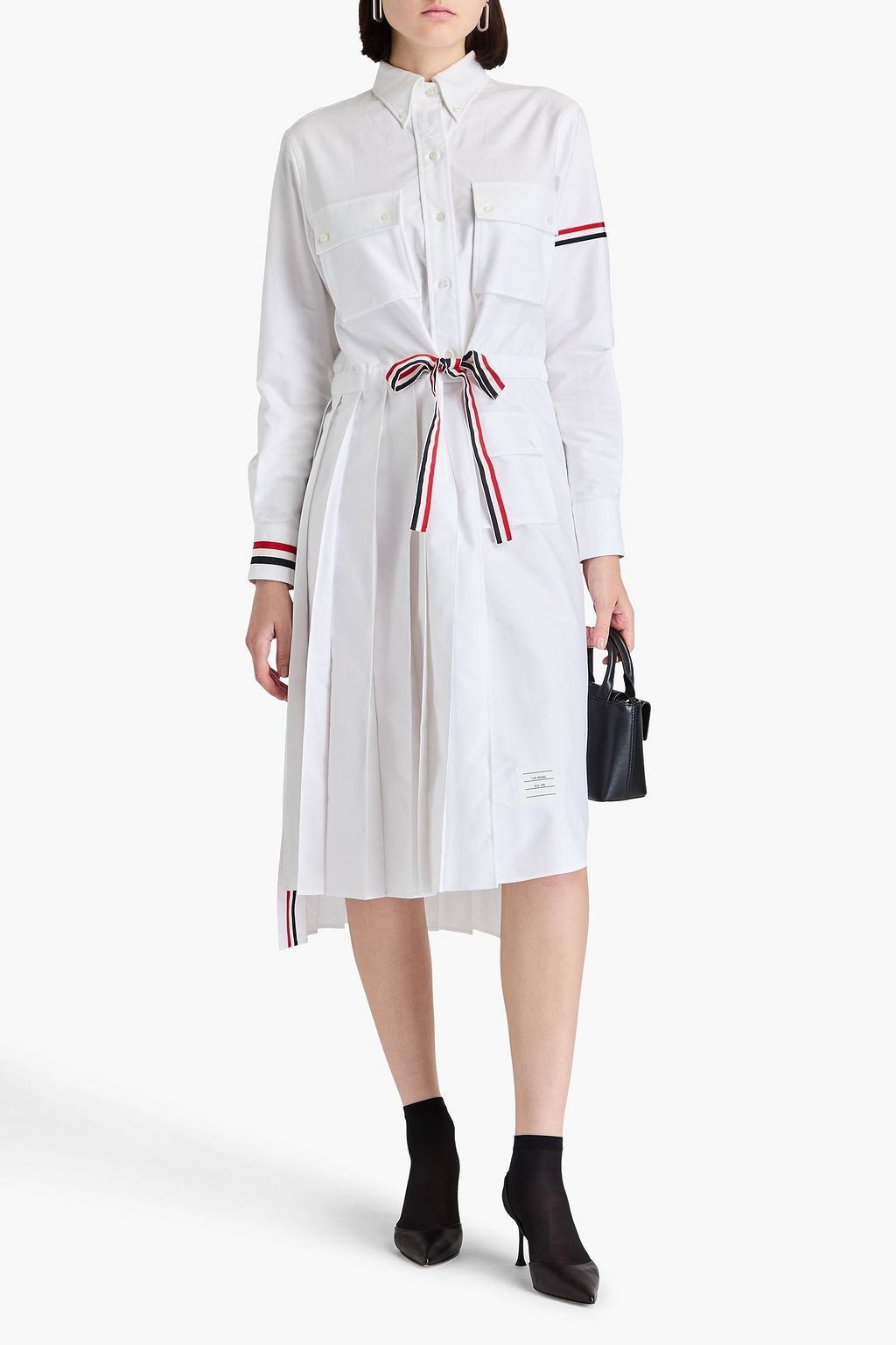 THOM BROWNE Cotton Oxford midi shirt dress
