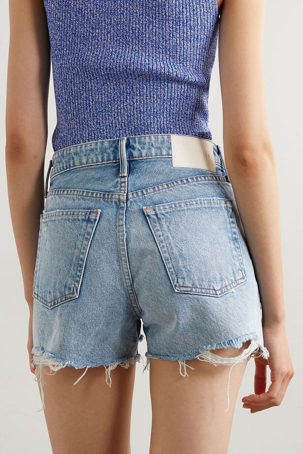 GRLFRND Helena distressed denim shorts