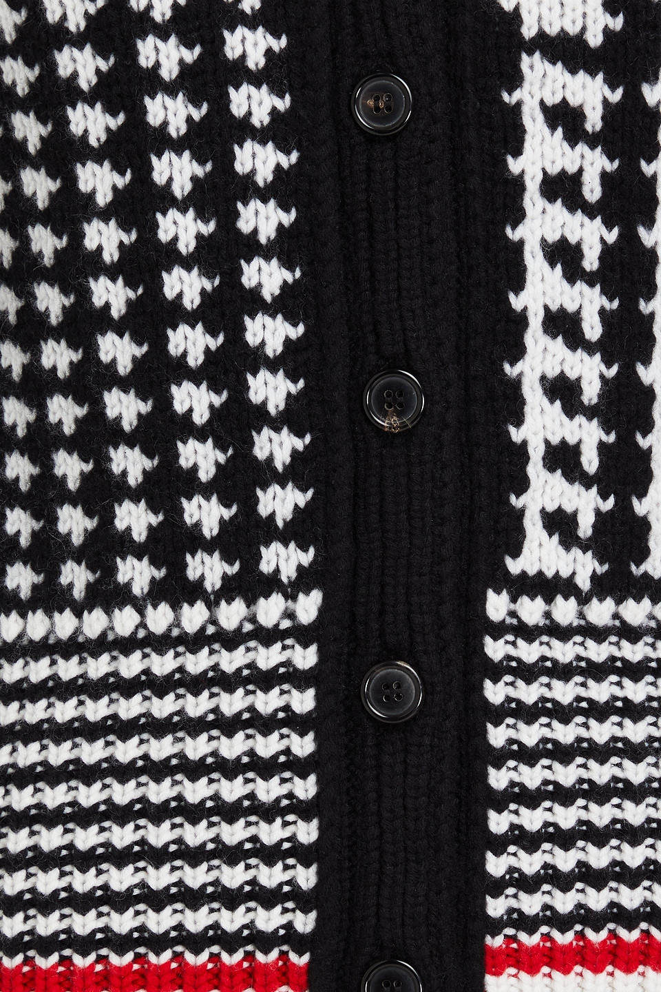 Thom Browne Rwb-stripe Jacquard Cashmere Cardigan In Black