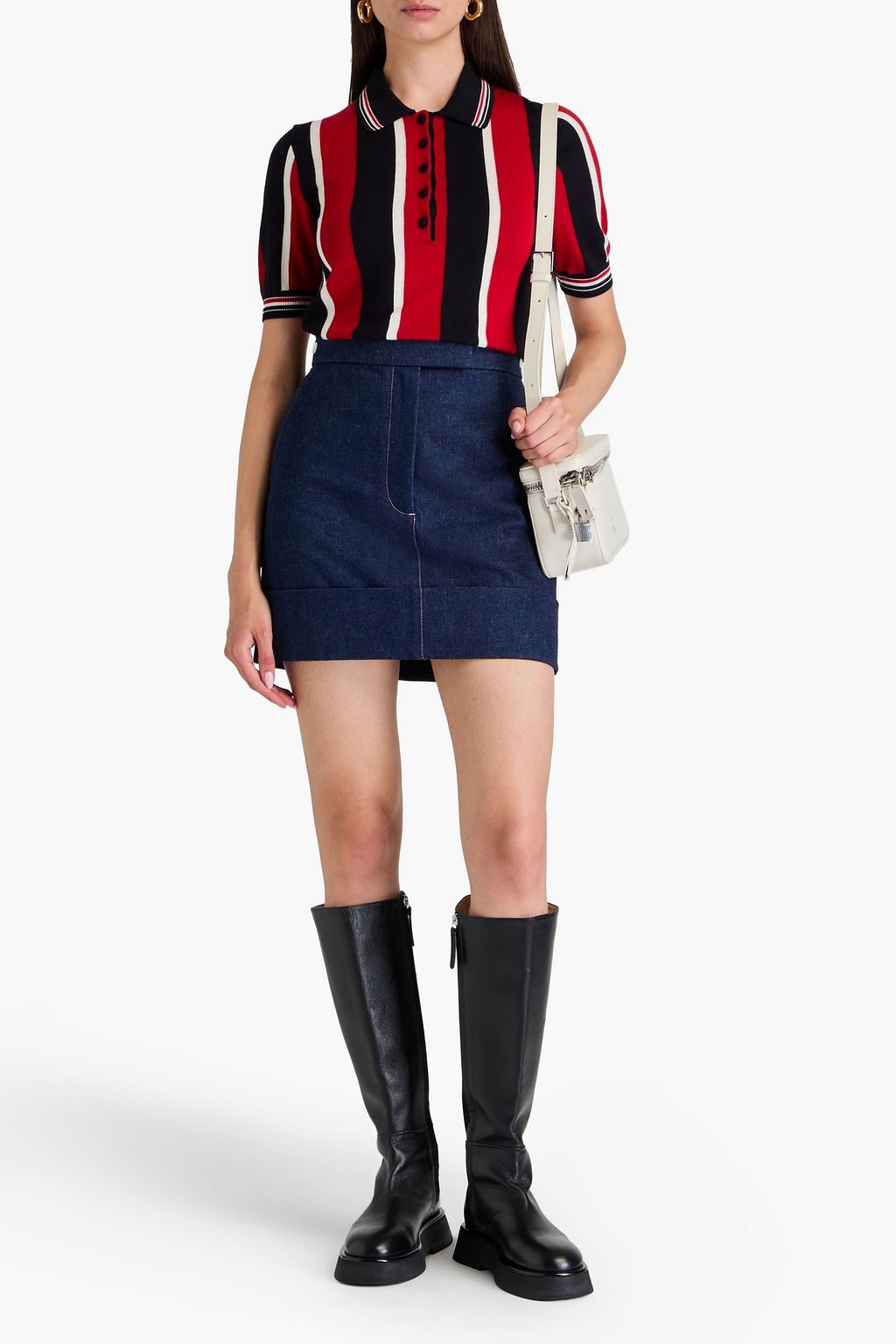 THOM BROWNE كنزة رياضية بولو مخططة