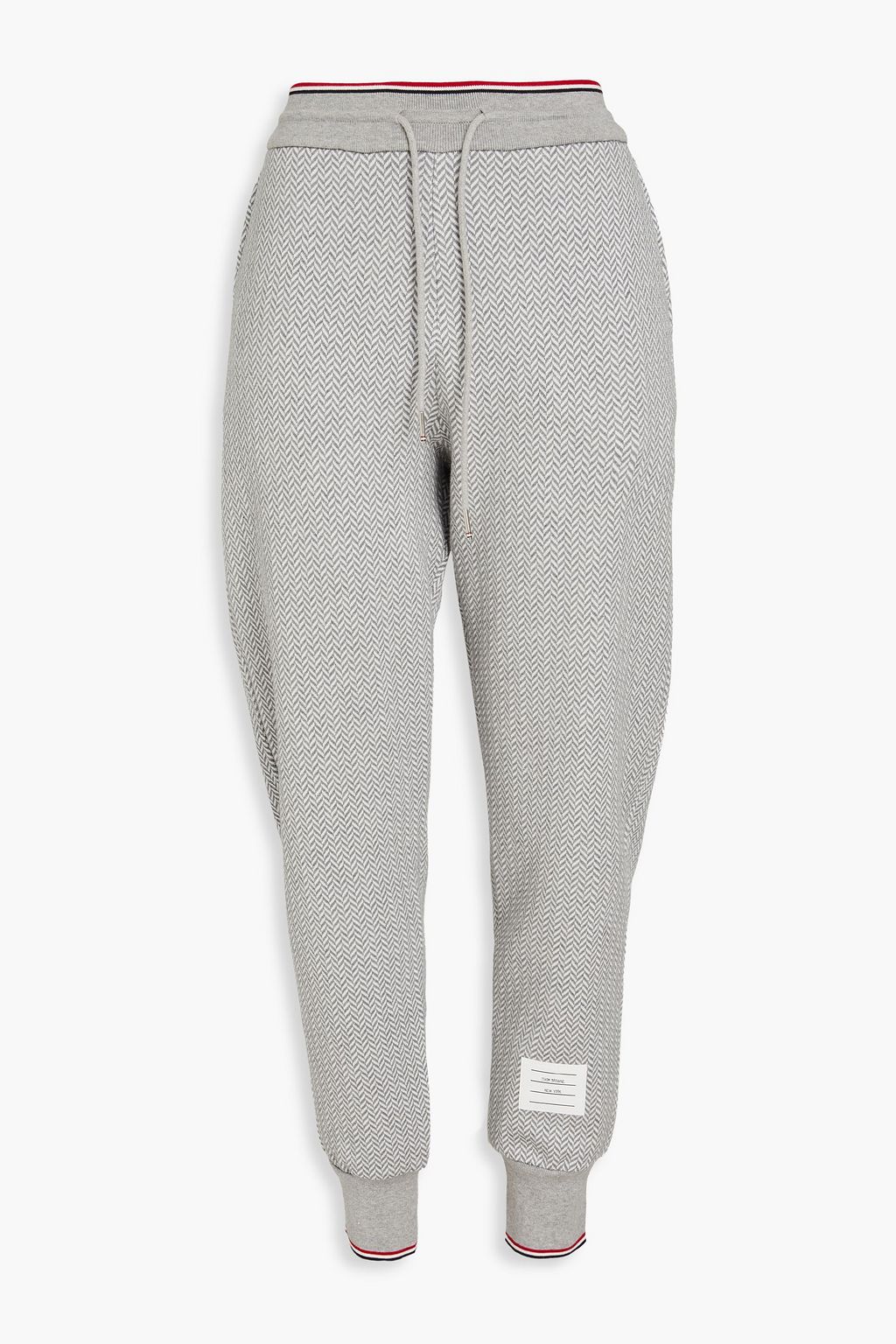 THOM BROWNE Herringbone cotton track pants THE OUTNET