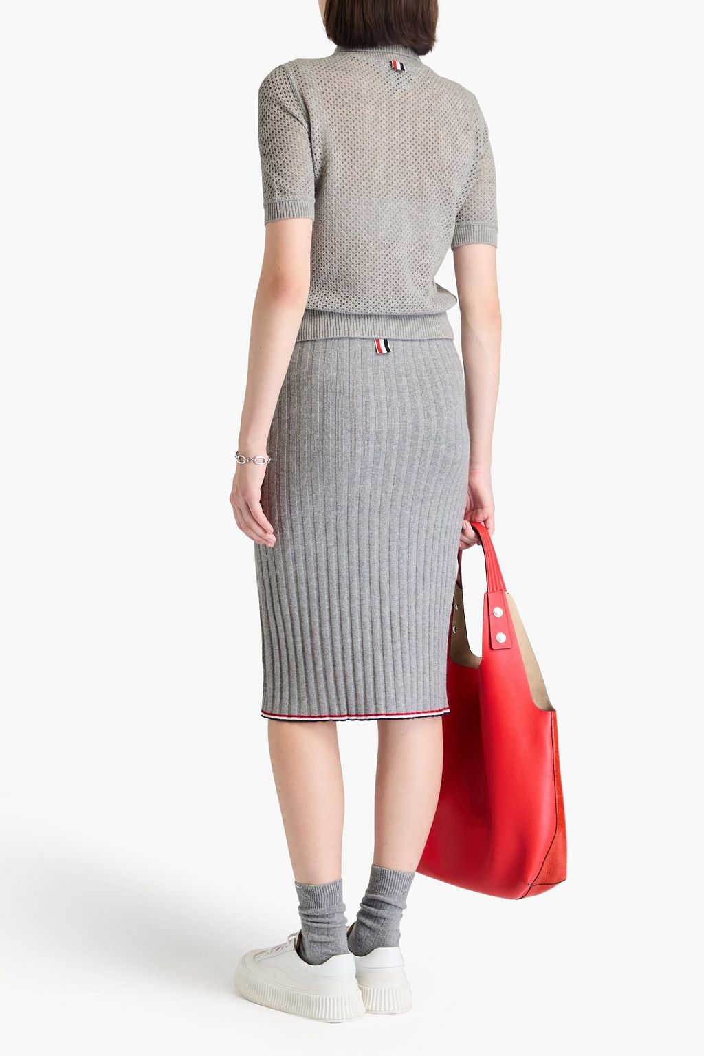 THOM BROWNE تنورة ضيّقة من الكشمير المضلّع