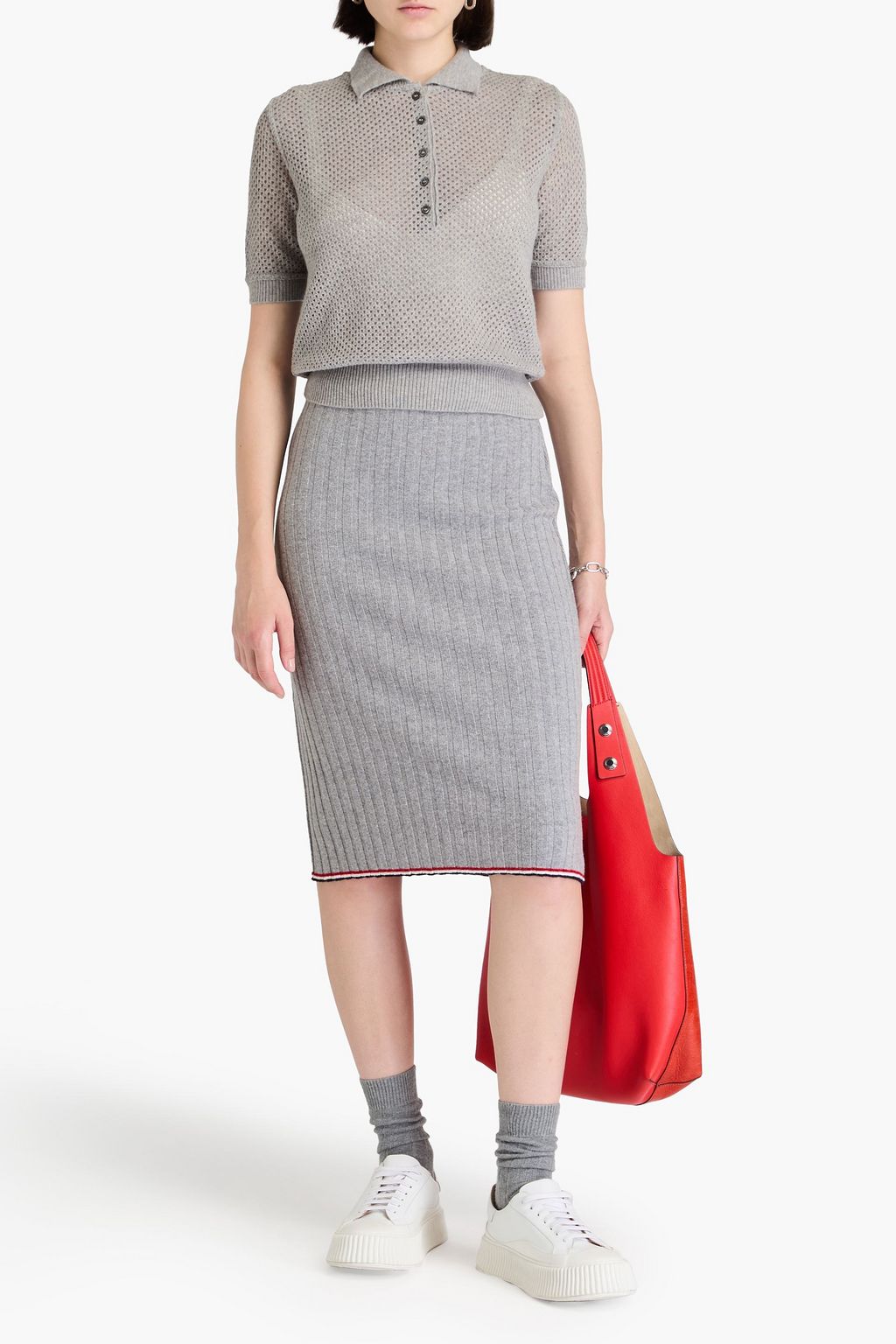 THOM BROWNE تنورة ضيّقة من الكشمير المضلّع
