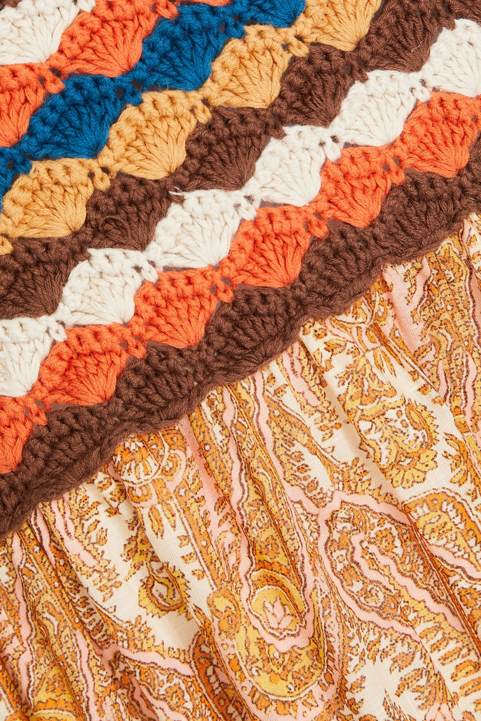 Zimmermann Devi Crochet Spliced Dress In Multicolor