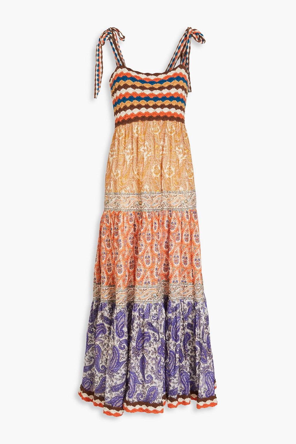 Zimmermann Devi Crochet Spliced Dress In Multicolor