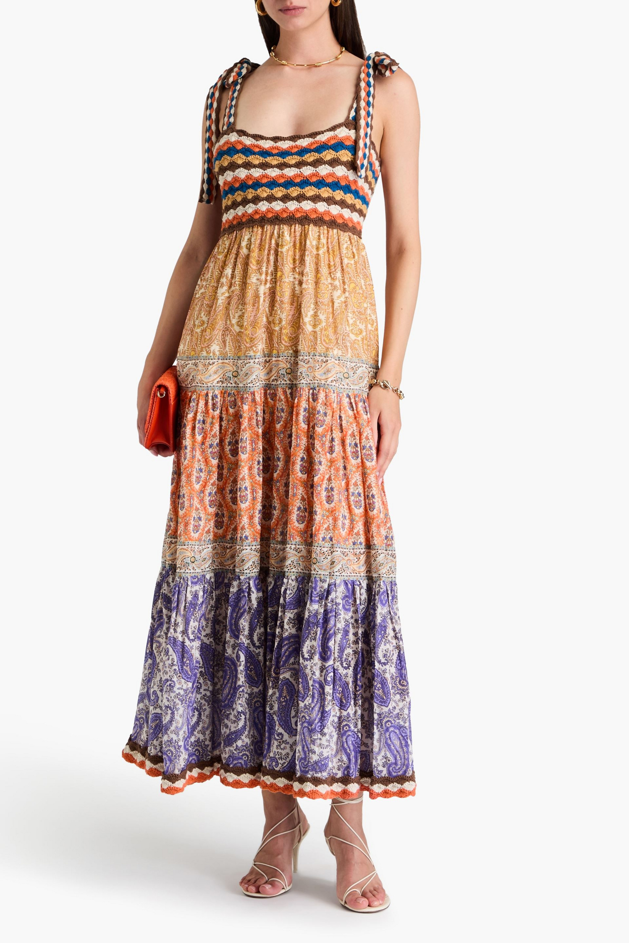 Zimmermann Paisley-print cotton-voile and crochet maxi dress
