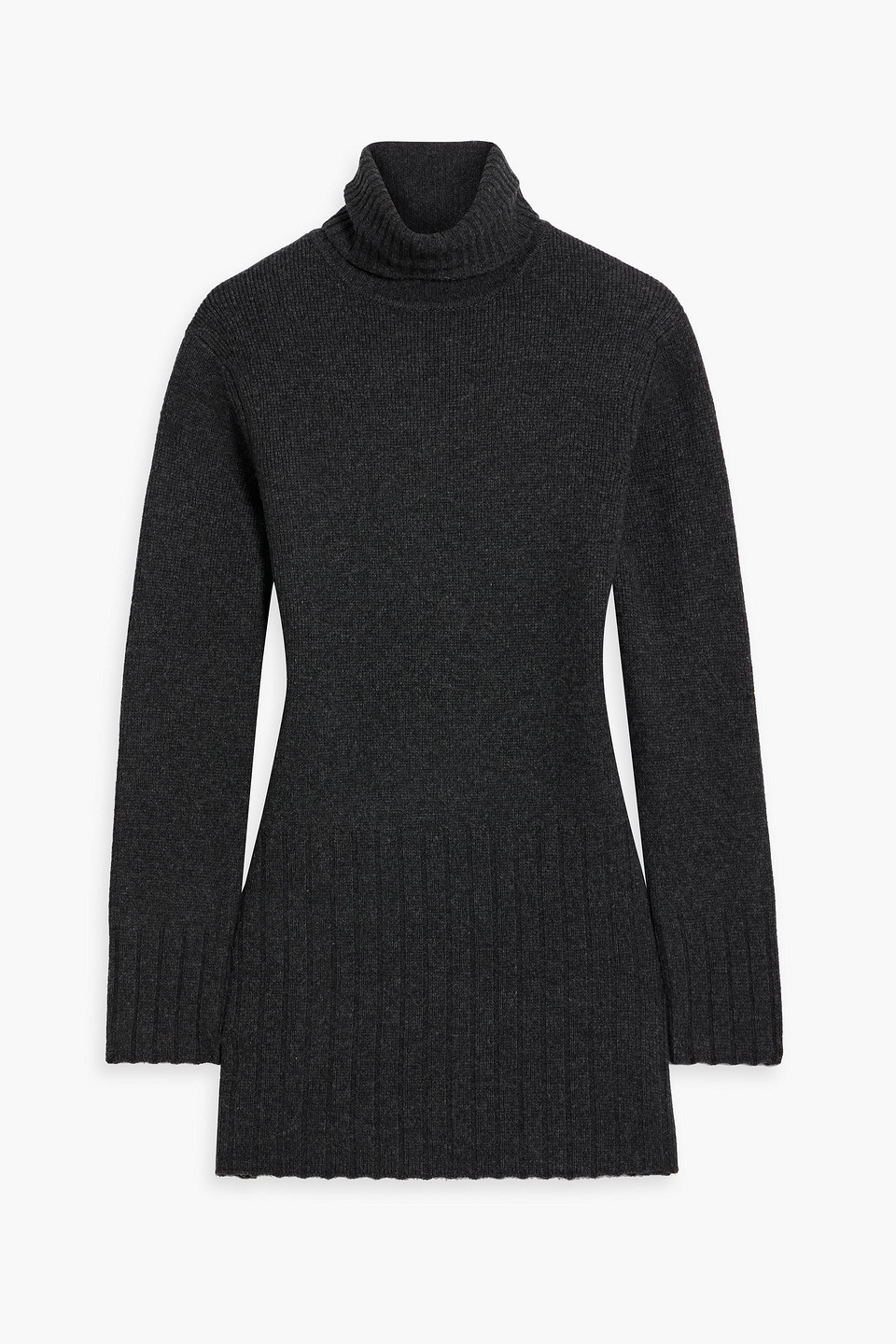 Nili Lotan Everett Wool And Cashmere-blend Turtleneck Mini Dress In Charcoal
