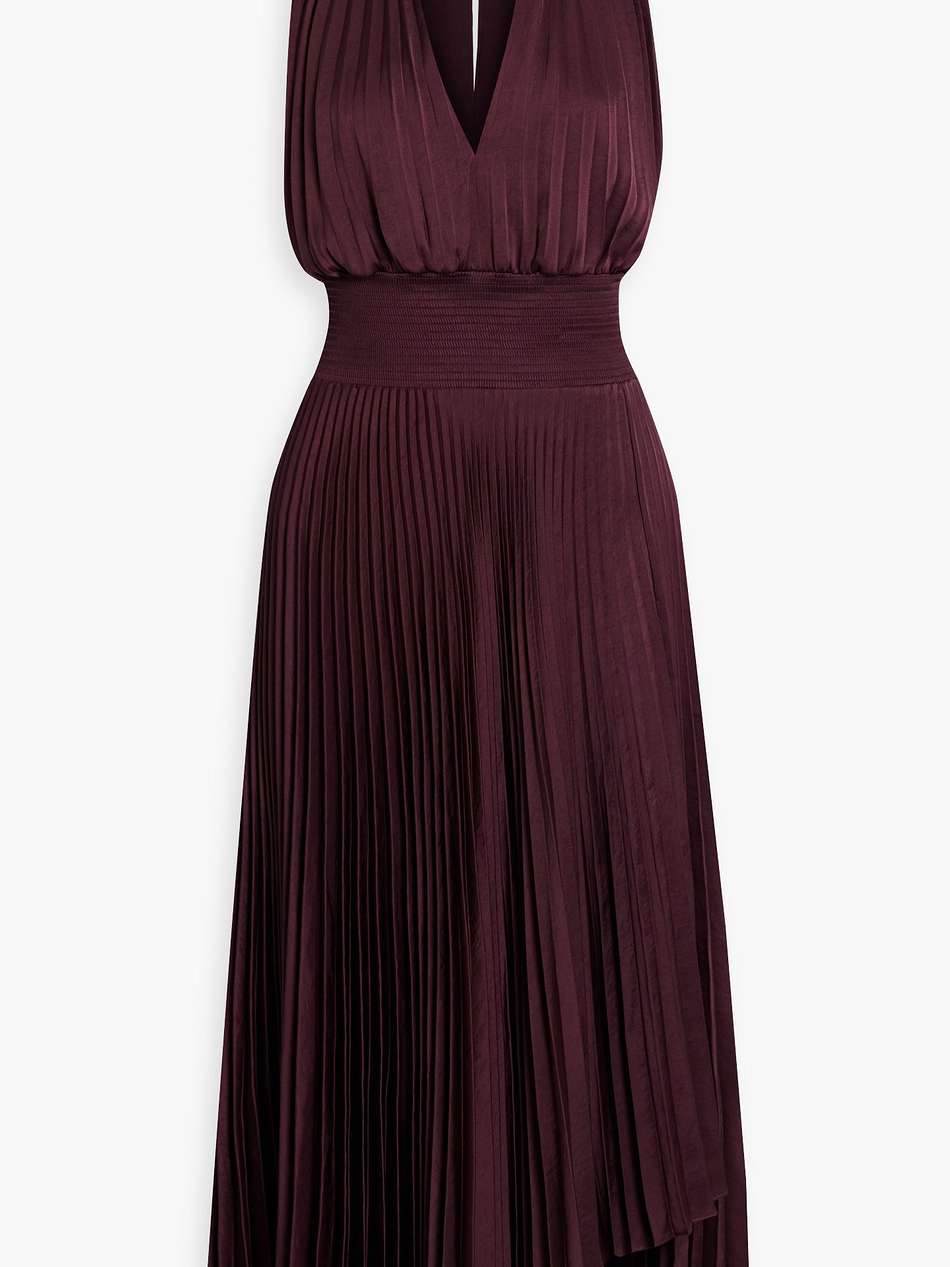 rose plissé-satin midi dress