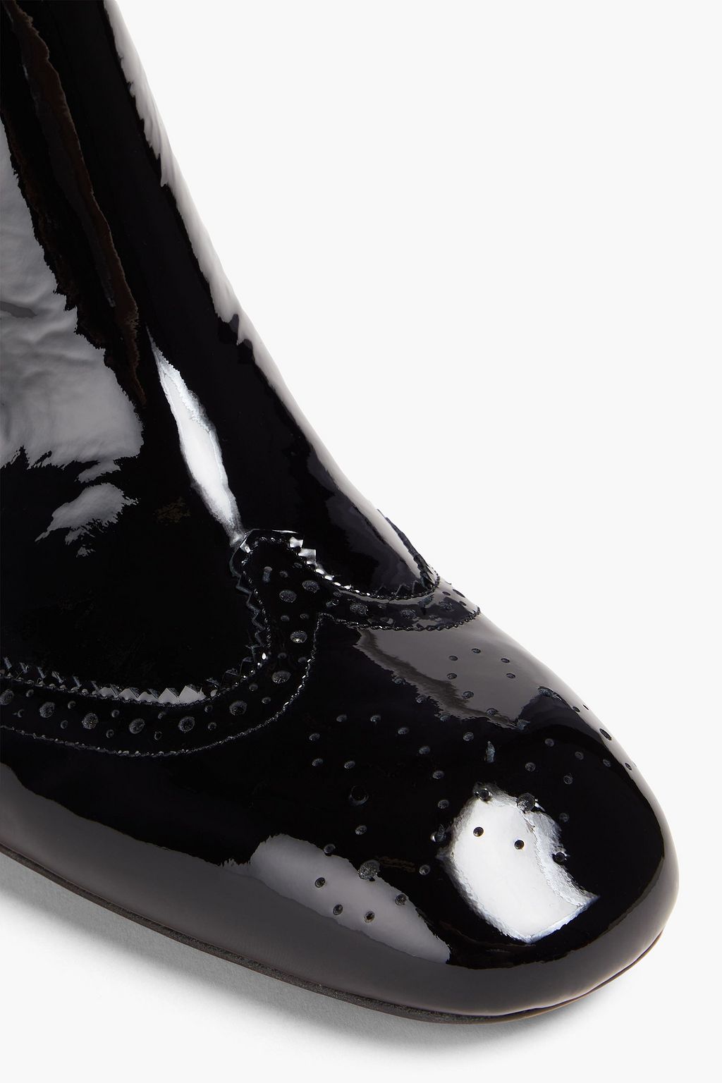THOM BROWNE بوت بطول الكاحل من الجلد اللامع المخرّم