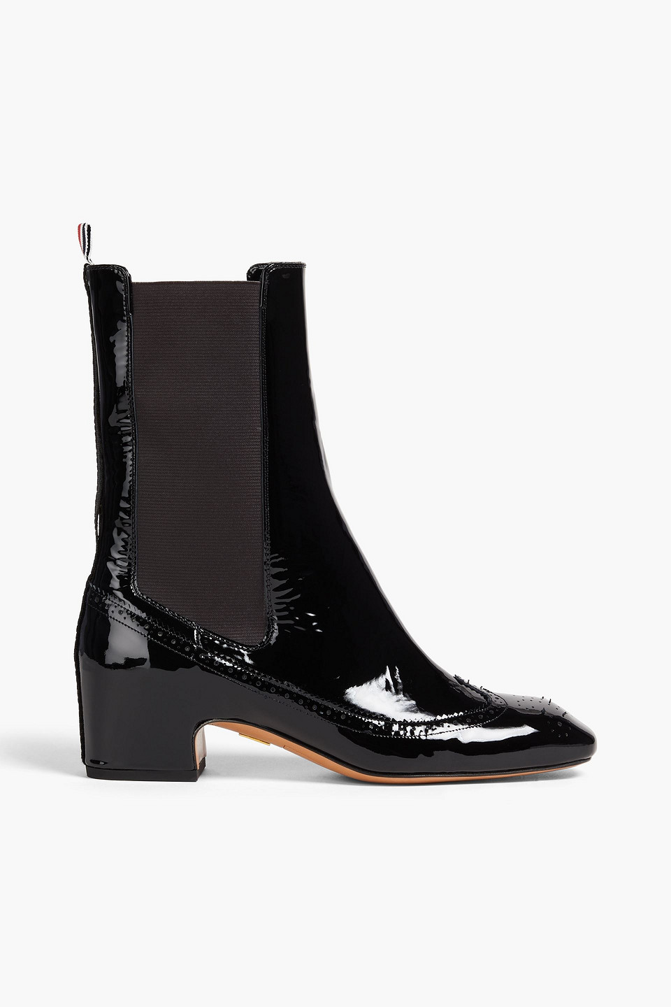 Thom Browne Perforated Patent-leather Ankle Boots In Black