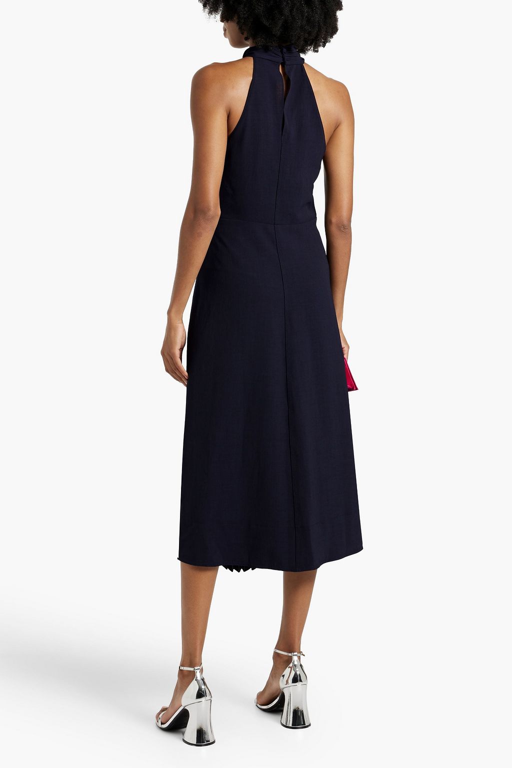 A.L.C. Fiona belted plissé-canvas midi dress