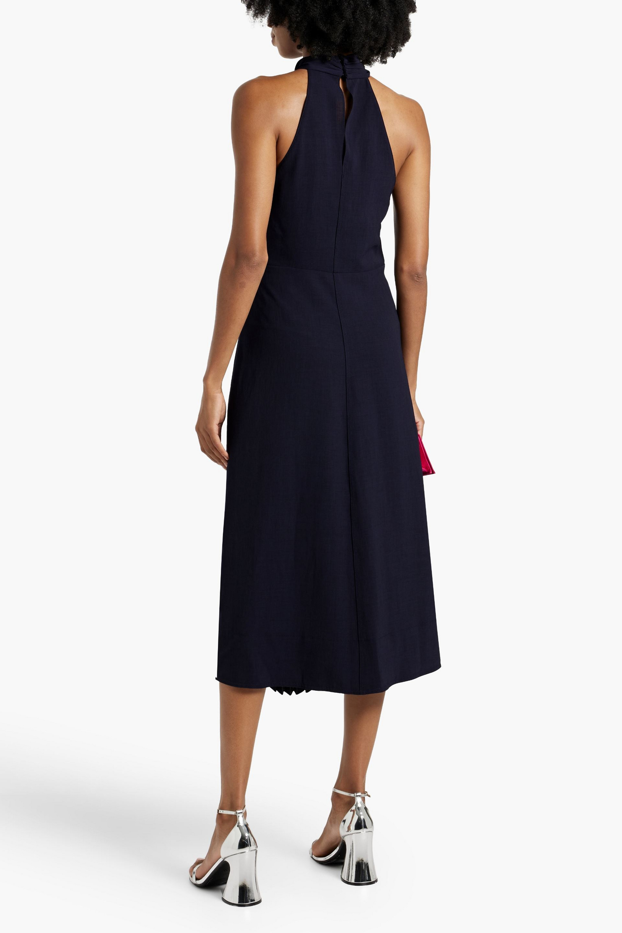 karolina paneled halter maxi dress Cut-Out Ruched Halterneck Maxi Dress in White - L