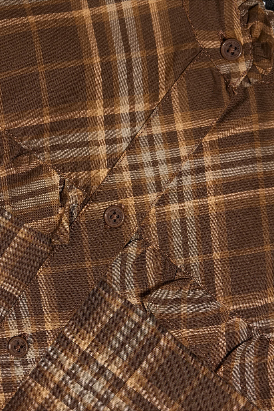 Nili Lotan Celina Ruffled Checked Cotton Blouse In Brown