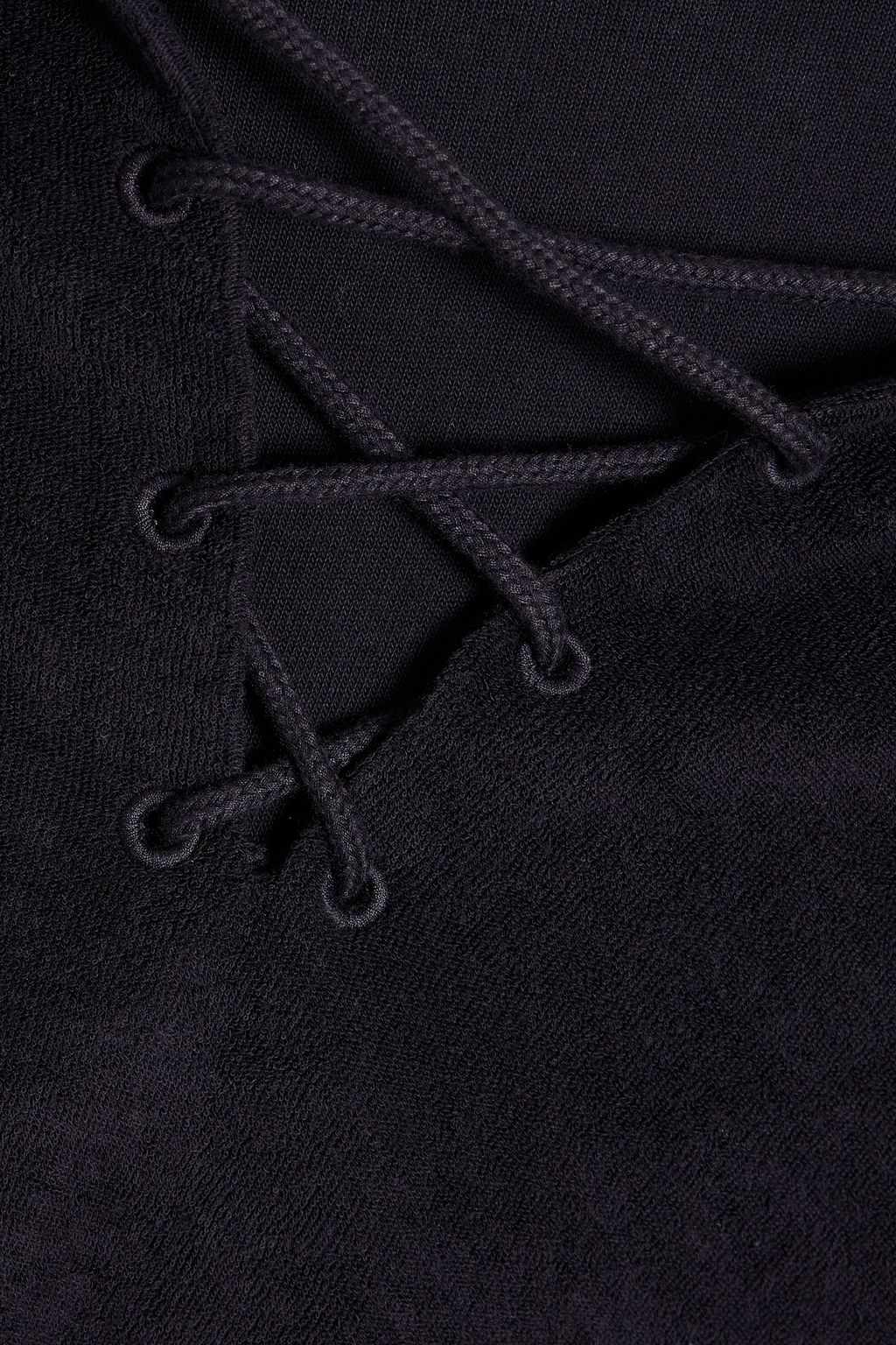 NILI LOTAN Henriette lace-up tasseled cotton-terry hoodie