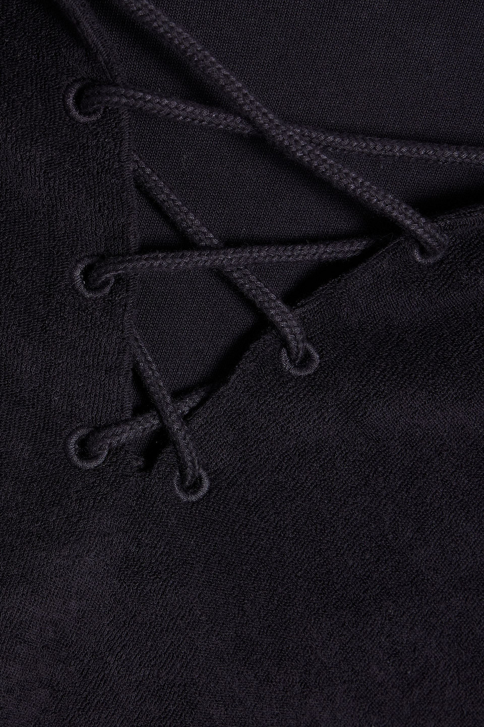 Nili Lotan Henriette Tasseled Cotton-terry Hooded Top In Navy