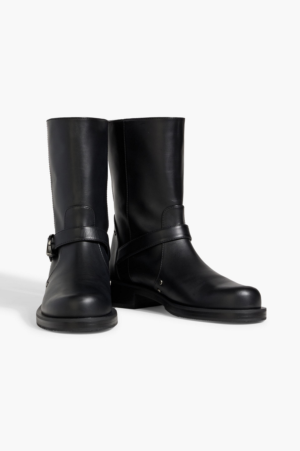 Shop Stuart Weitzman Maverick Buckled Leather Ankle Boots In Black