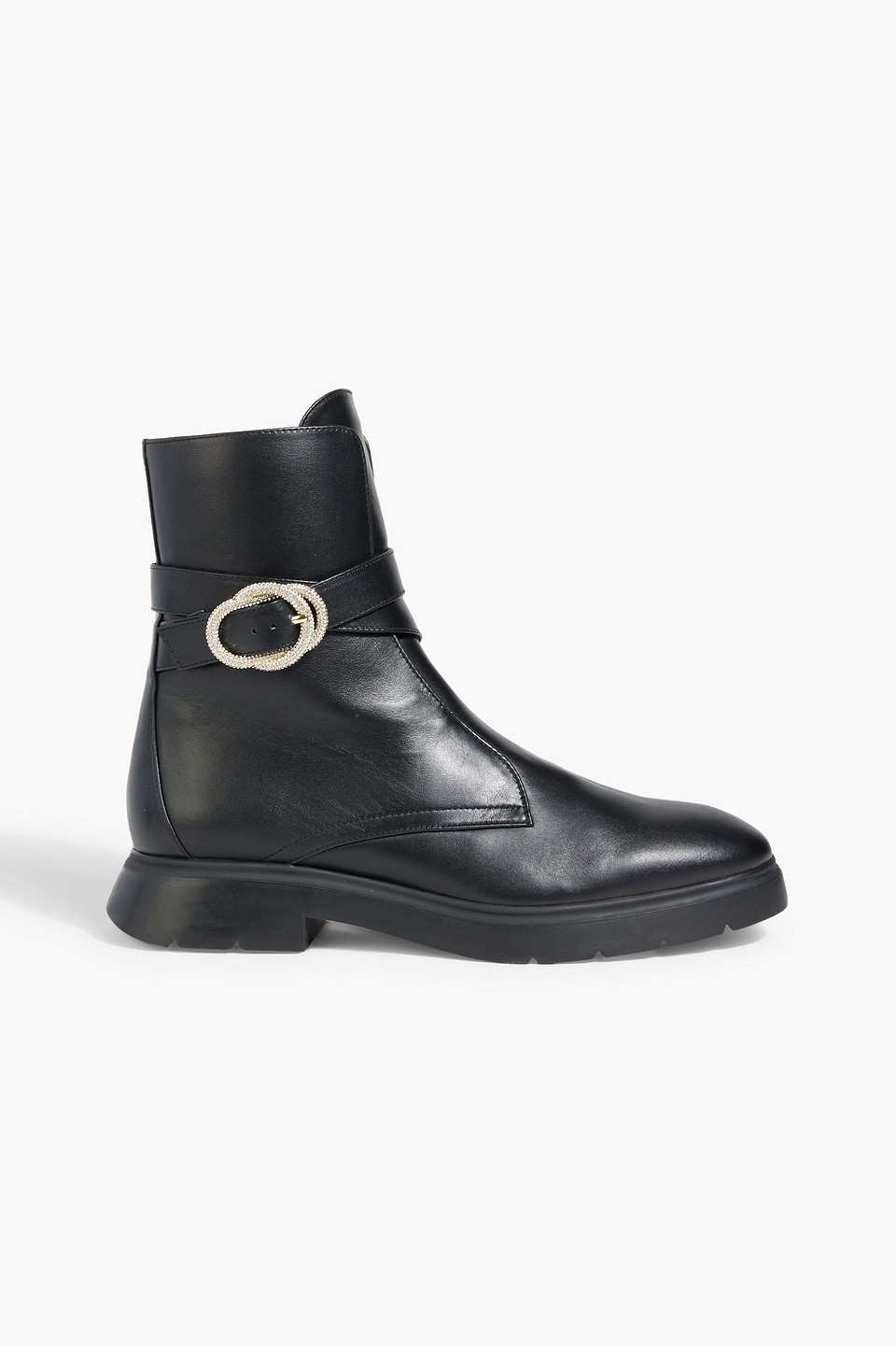 Stuart Weitzman Crystal Buckle Zip Bootie The Sw Outlet In Black