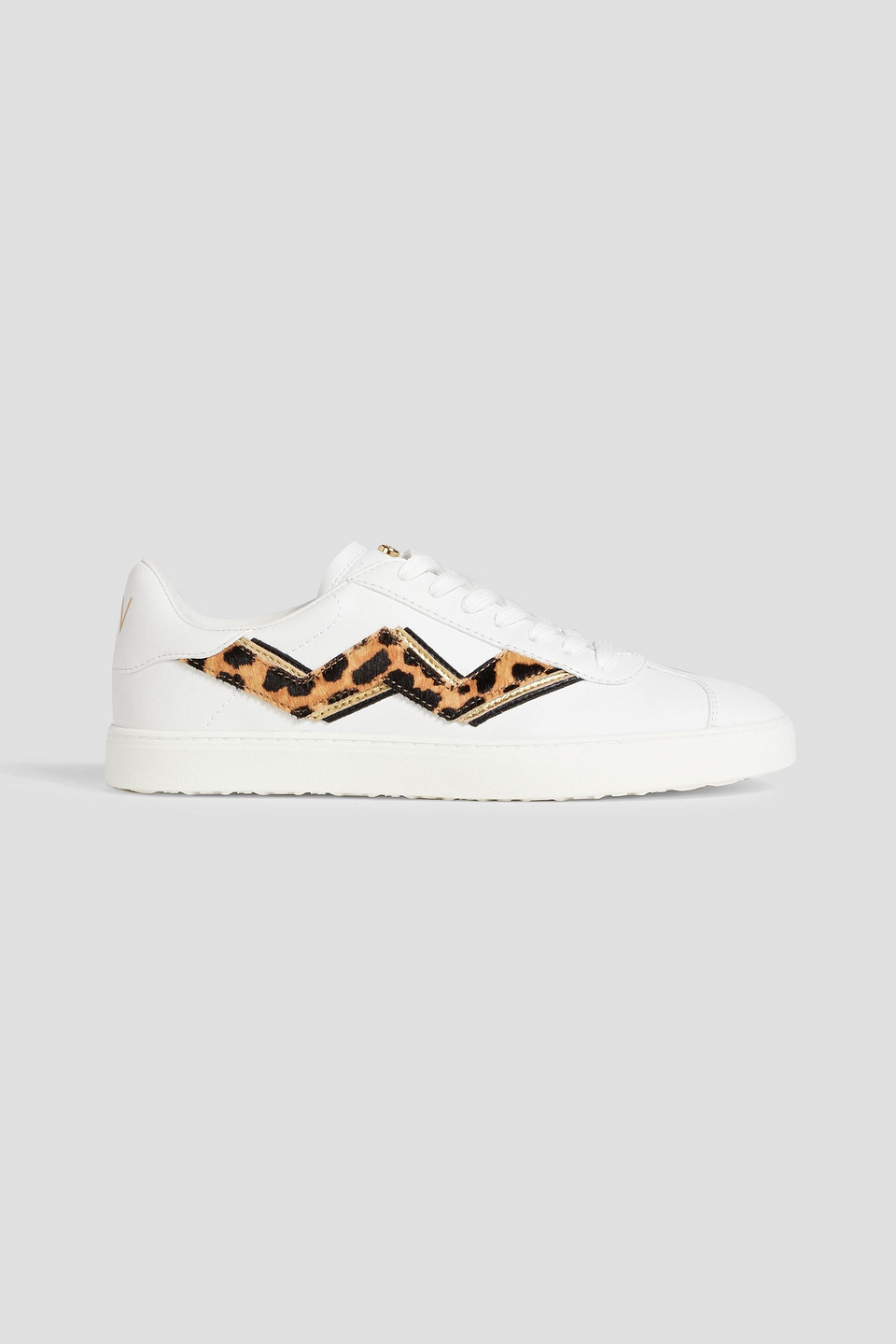 Stuart Weitzman Daryl Ii Calf Hair-trimmed Leather Trainers In White