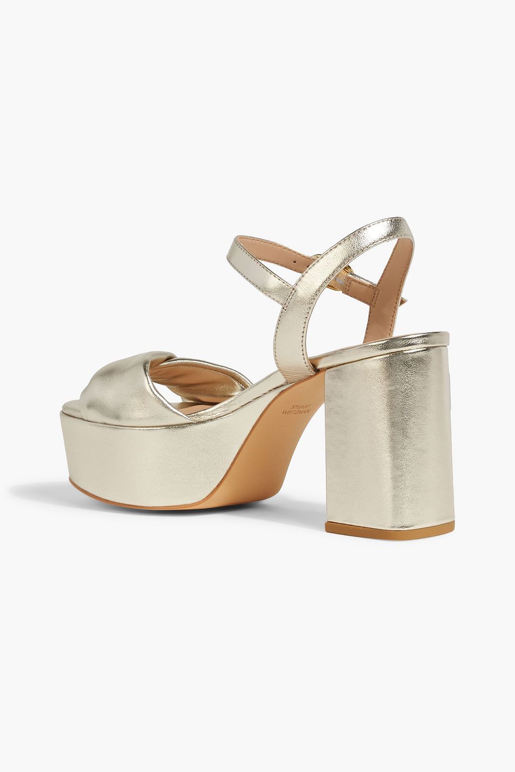 STUART WEITZMAN 에버리 메탈릭 가죽 플랫폼 샌들