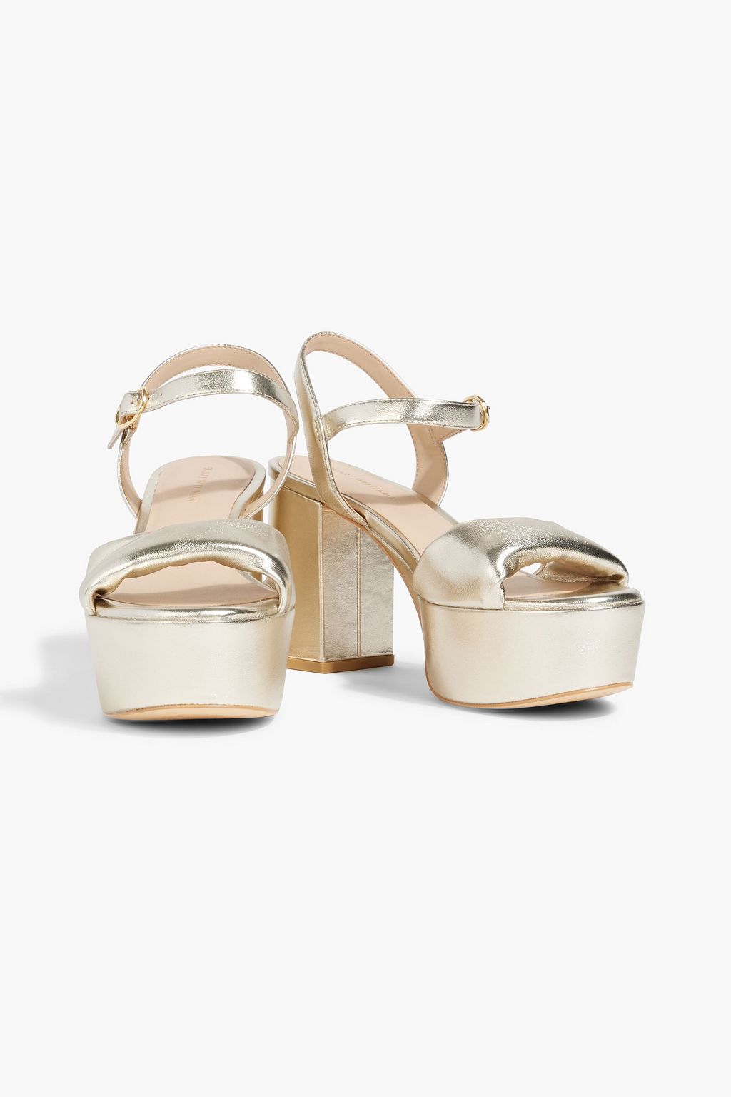STUART WEITZMAN 에버리 메탈릭 가죽 플랫폼 샌들