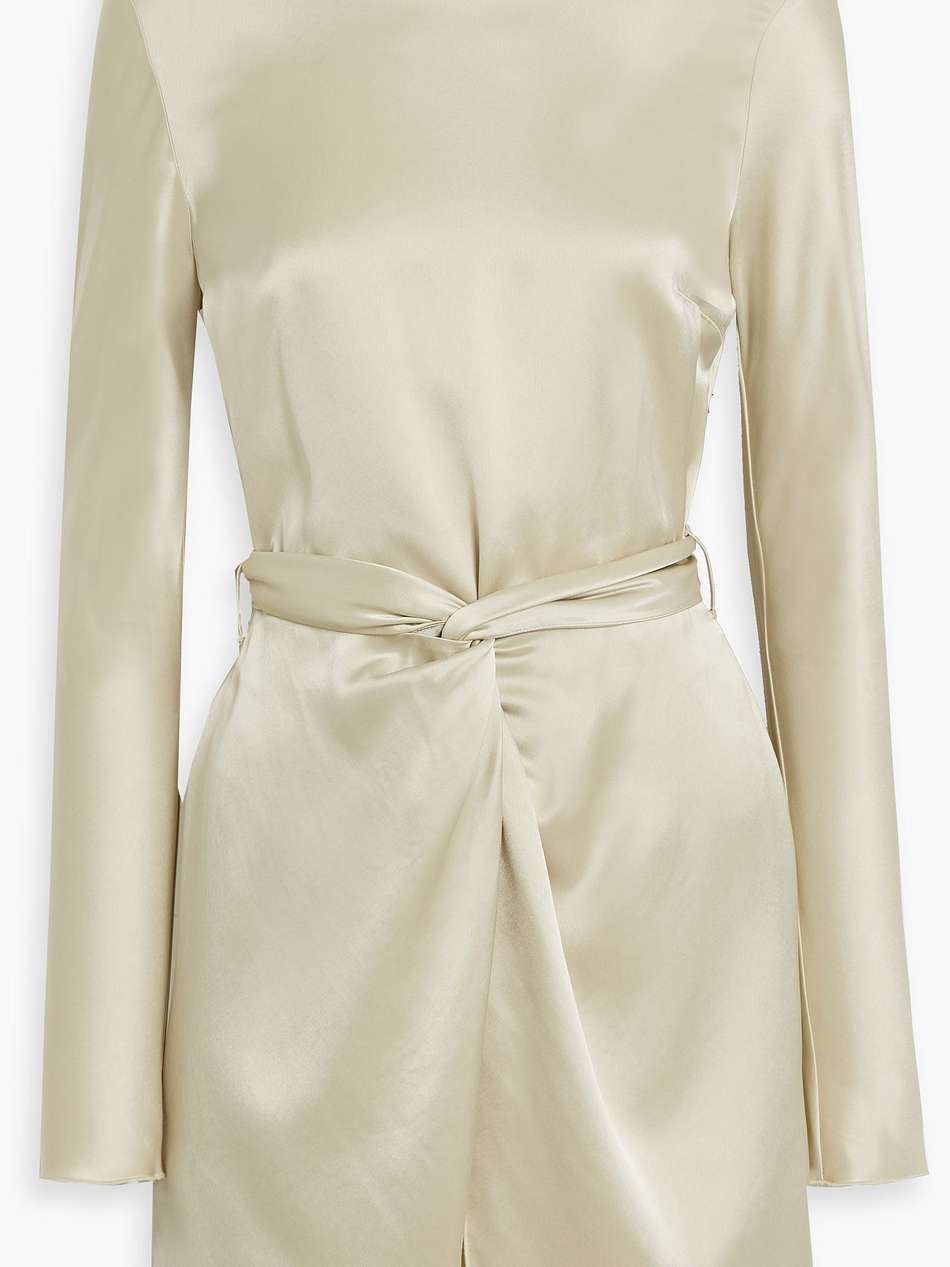 belted satin-crepe mini dress