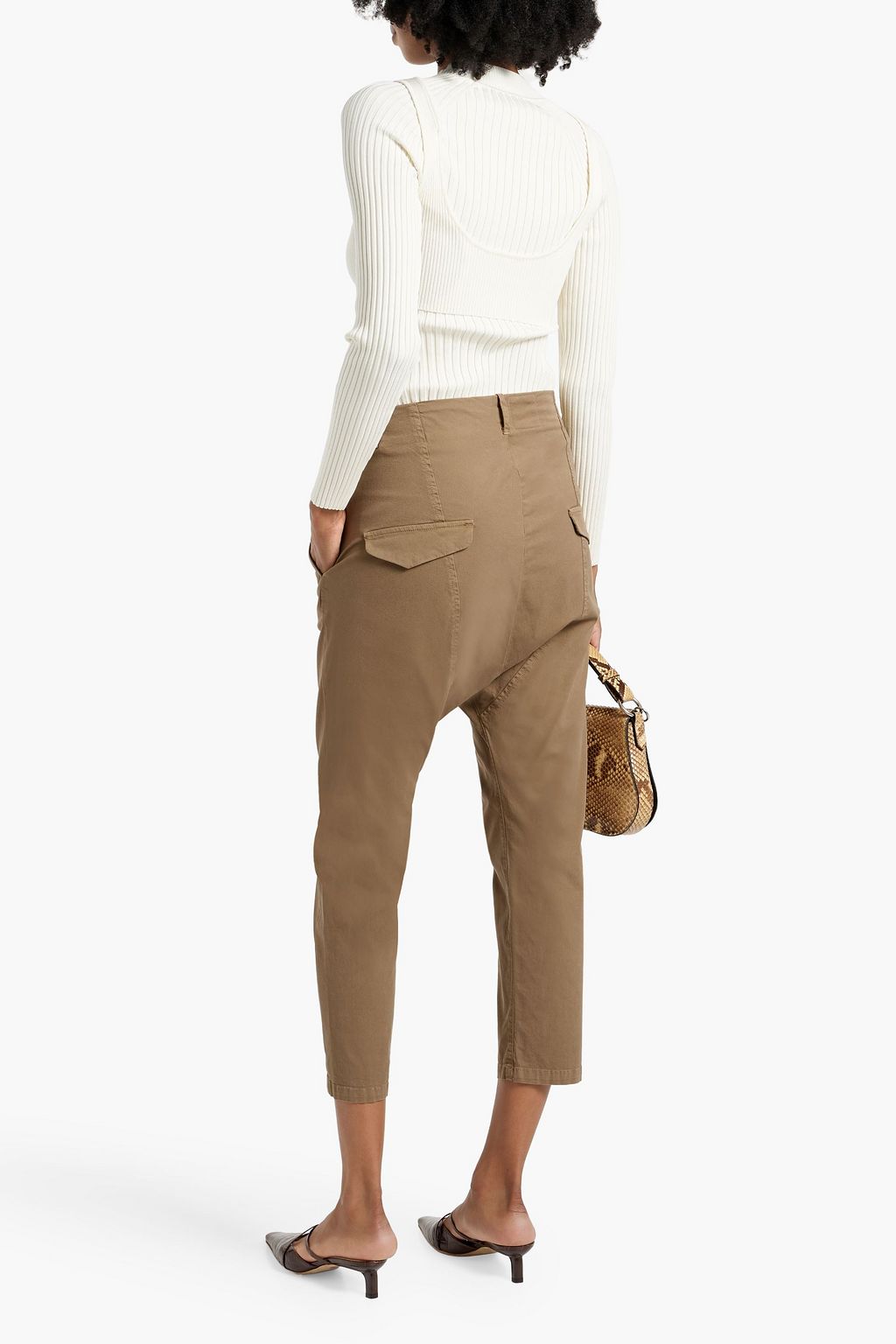 NILI LOTAN Paris cropped stretch-cotton twill tapered pants
