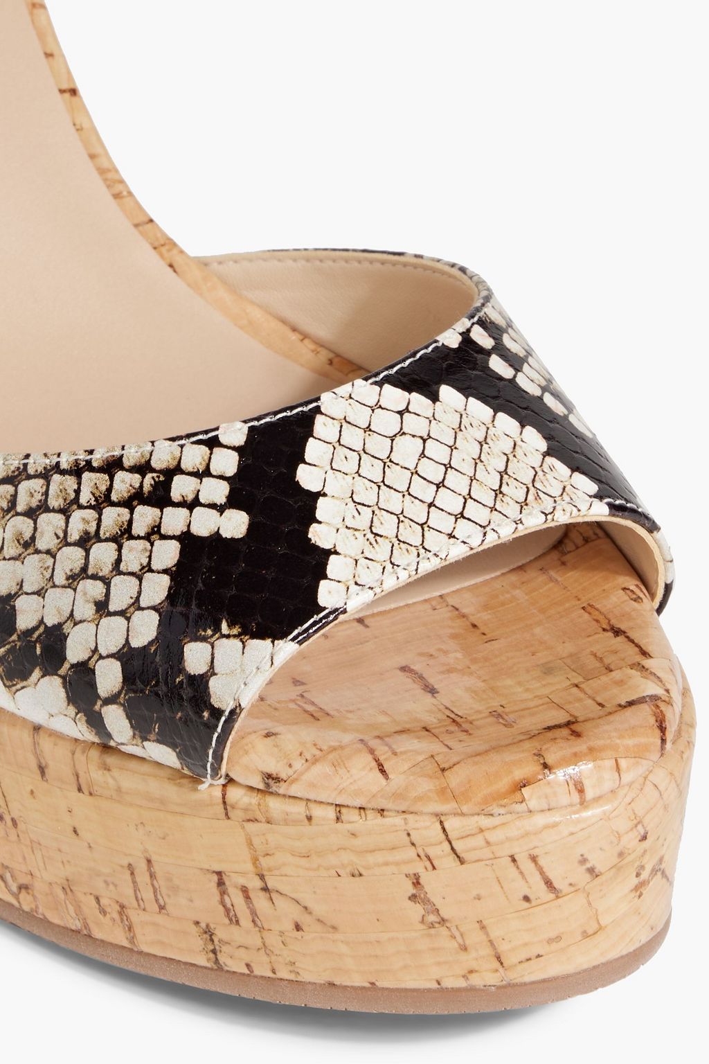 STUART WEITZMAN صندل بكعب ويدج Palmina من الجلد بنقشة جلد الثعبان