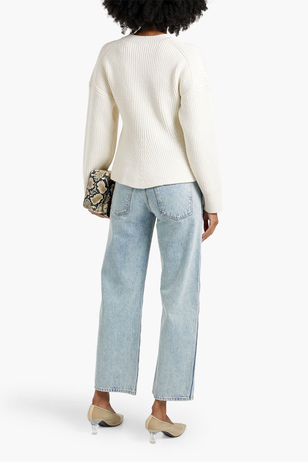 A.L.C. Eliza ribbed merino wool-blend peplum sweater