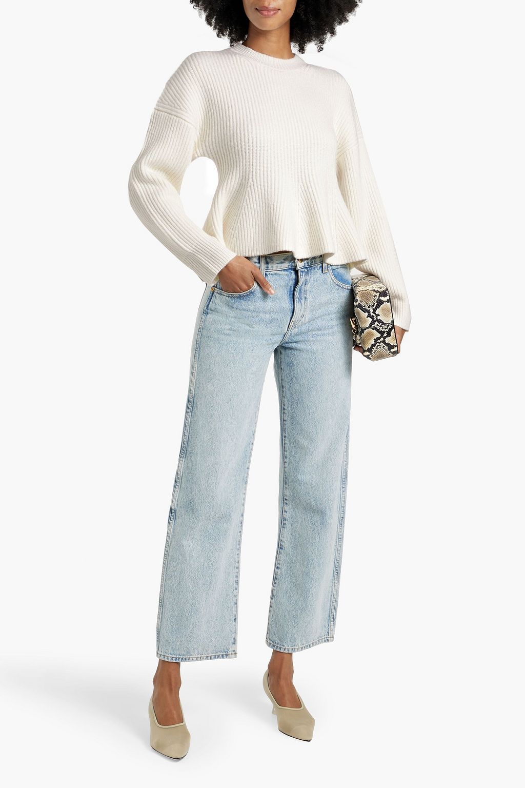 A.L.C. Eliza ribbed merino wool-blend peplum sweater