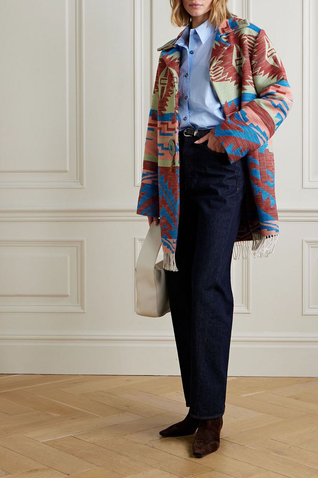 FORTELA Faryn fringed embellished cotton-jacquard jacket