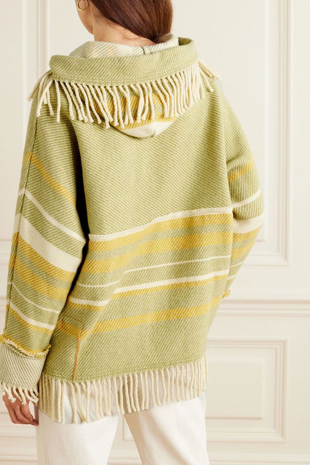 FORTELA Fern fringed striped wool-blend jacquard hoodie