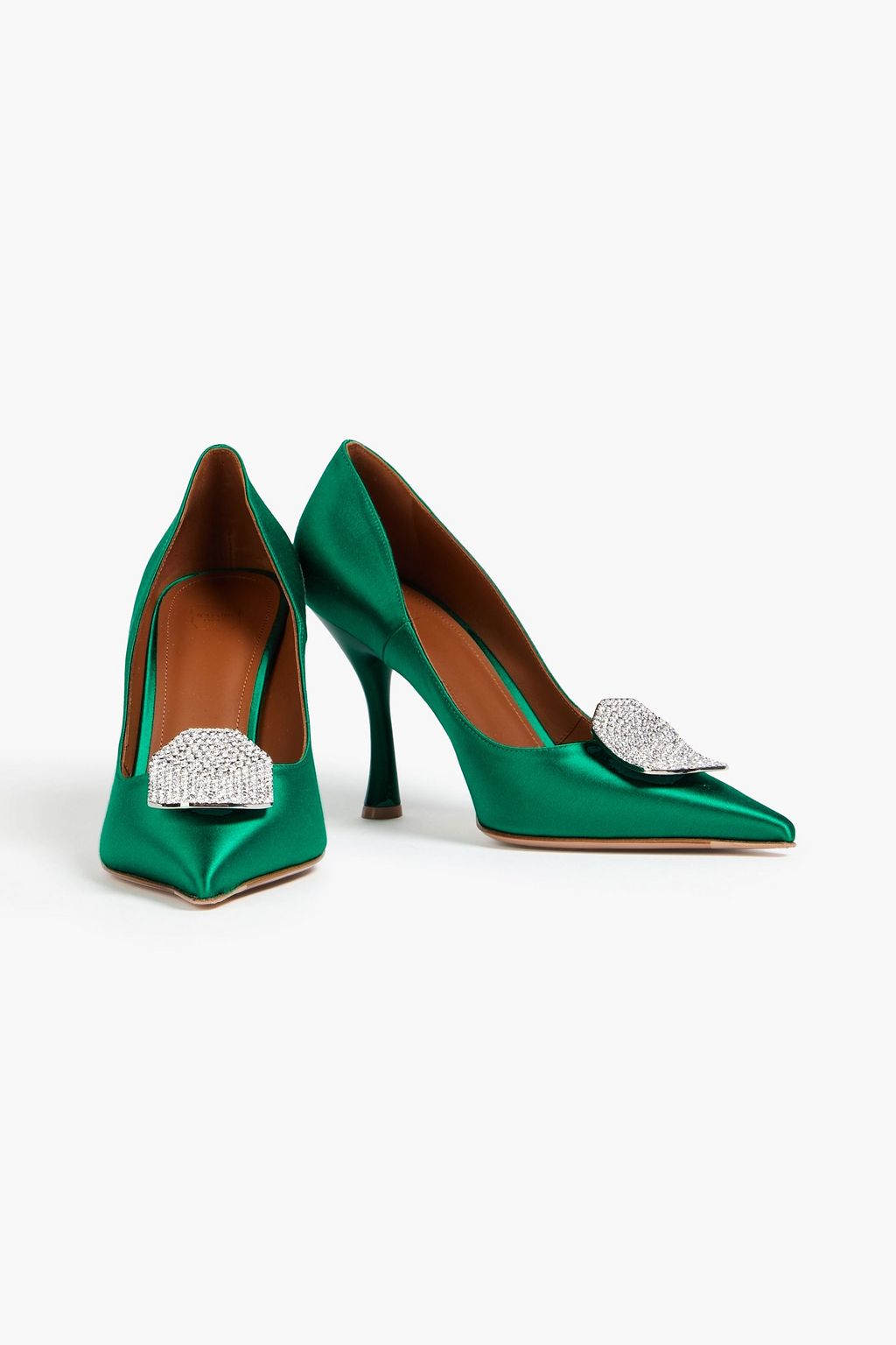 MALONE SOULIERS حذاء بامب من الساتان مزين بالكريستال