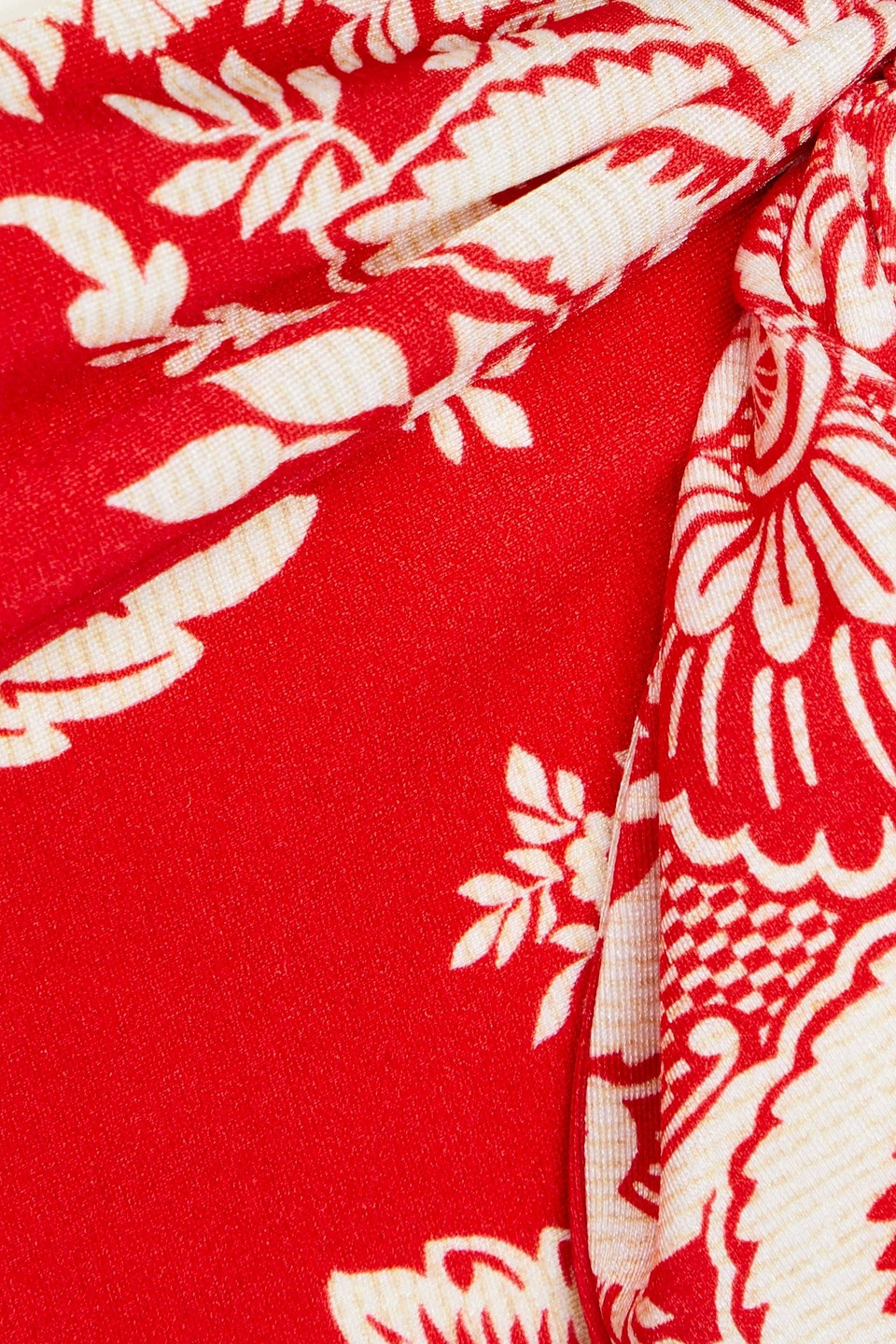 Zimmermann Knotted Floral-print Bikini Briefs In Rot