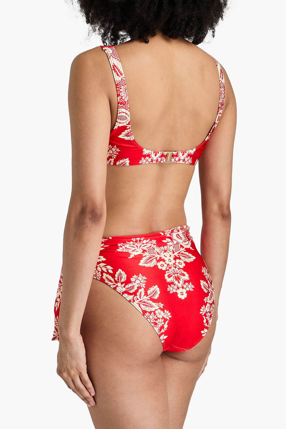 Zimmermann Knotted Floral-print Bikini Briefs In Rot