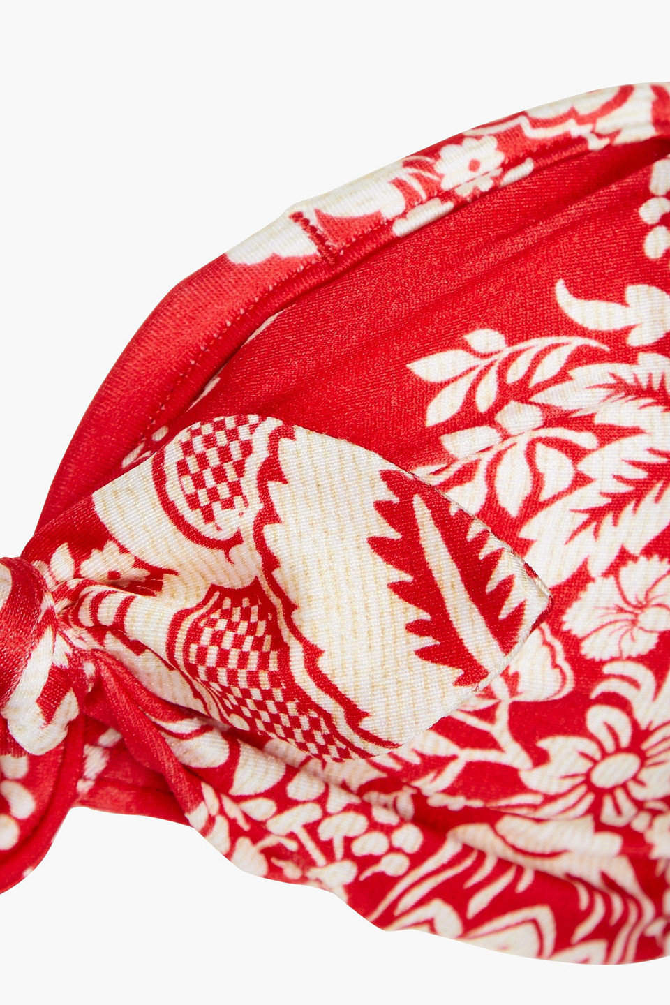 Zimmermann Knotted Floral-print Bikini Top In Red