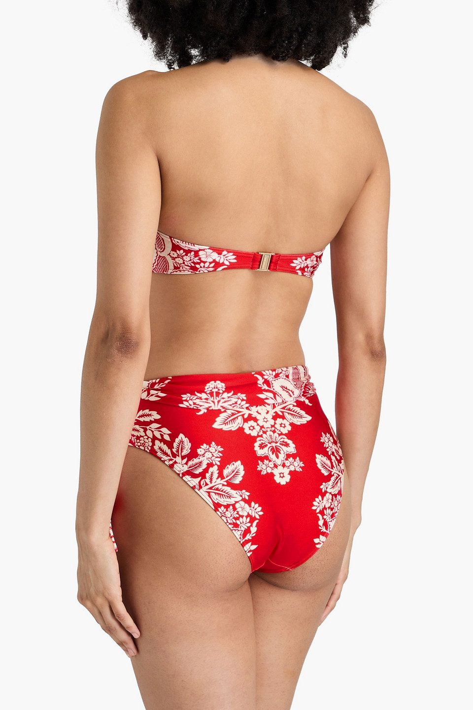 Zimmermann Knotted Floral-print Bikini Top In Red
