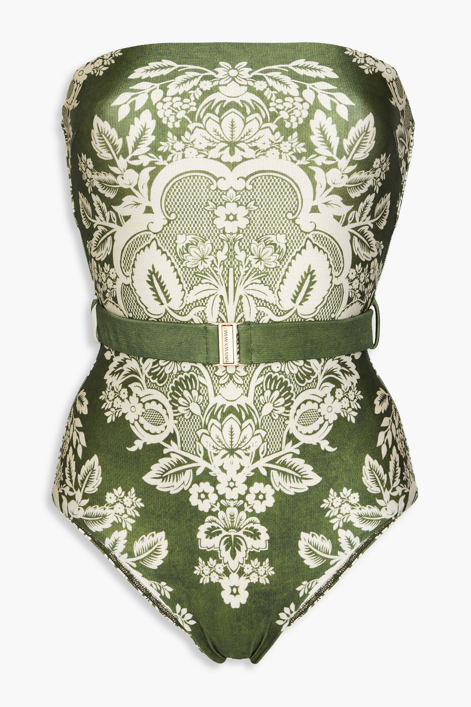 Zimmermann Bandeau-badeanzug Mit Paisley-print In Military-grün
