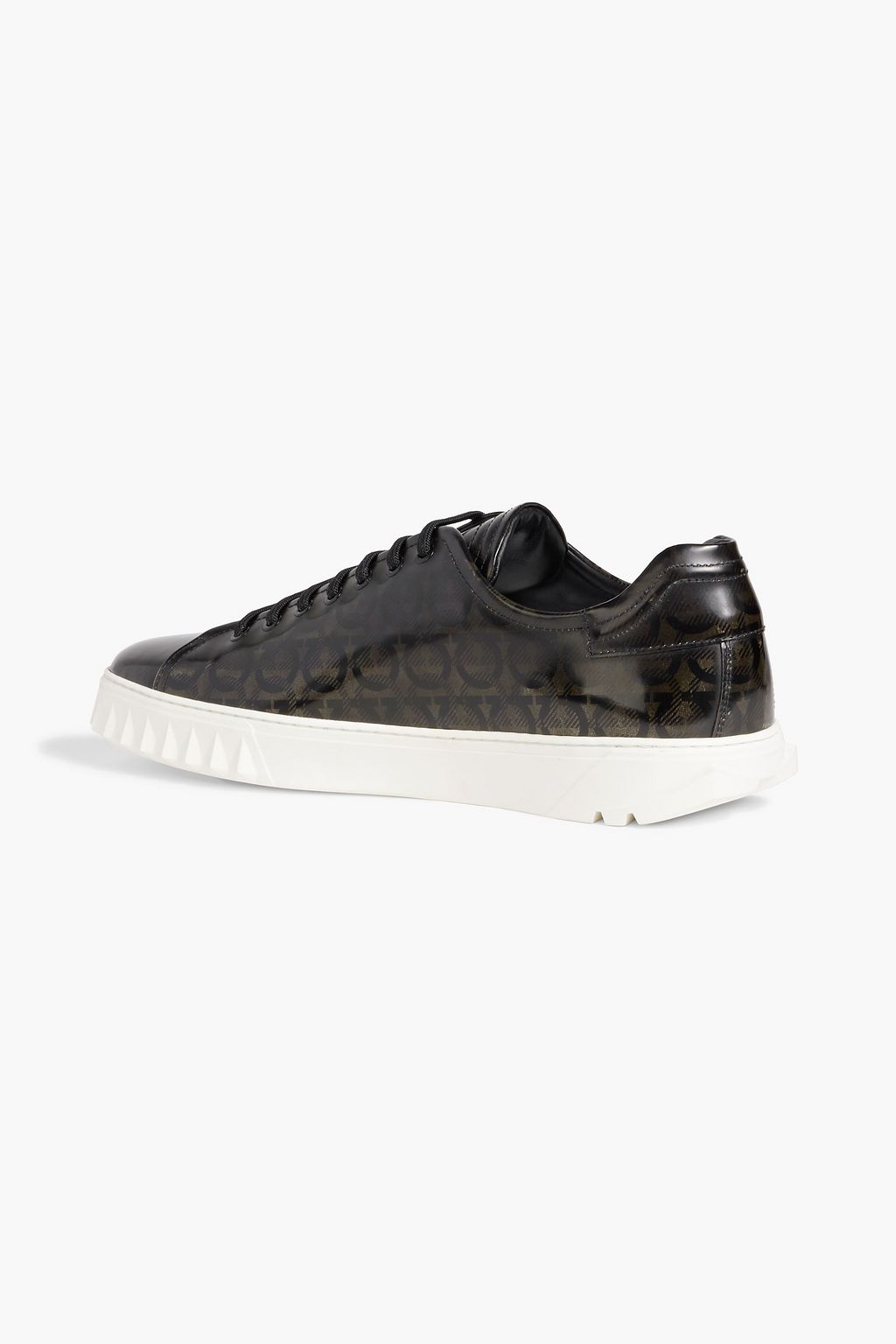 FERRAGAMO Cube logo-print patent-leather sneakers