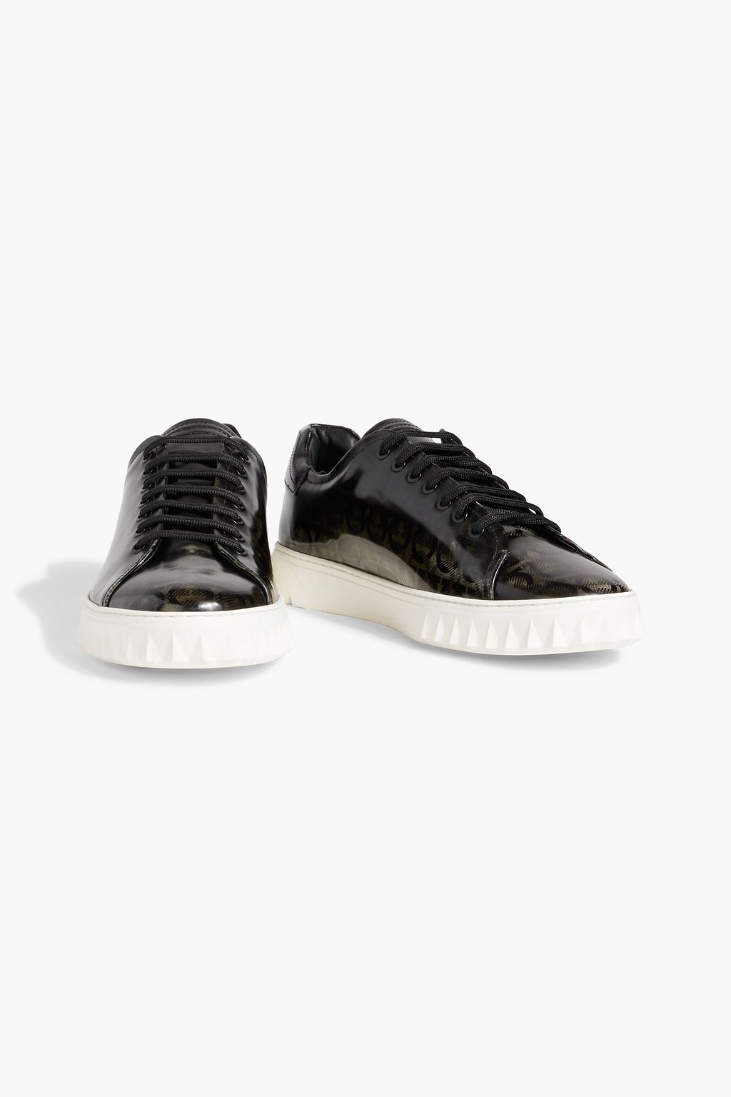FERRAGAMO Cube logo-print patent-leather sneakers