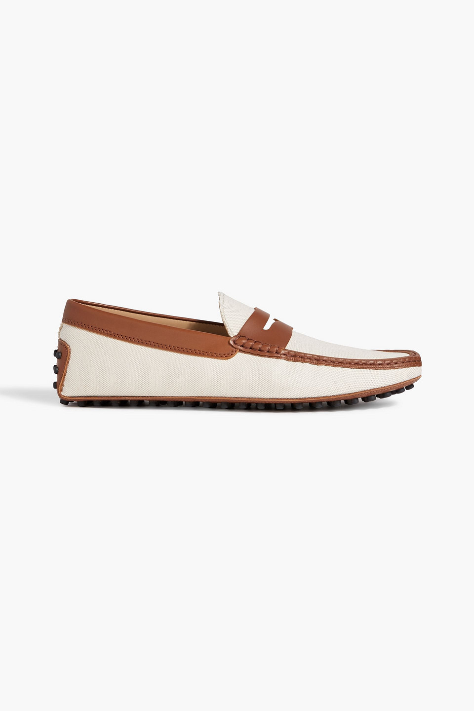 Two-tone canvas and leather driving shoes