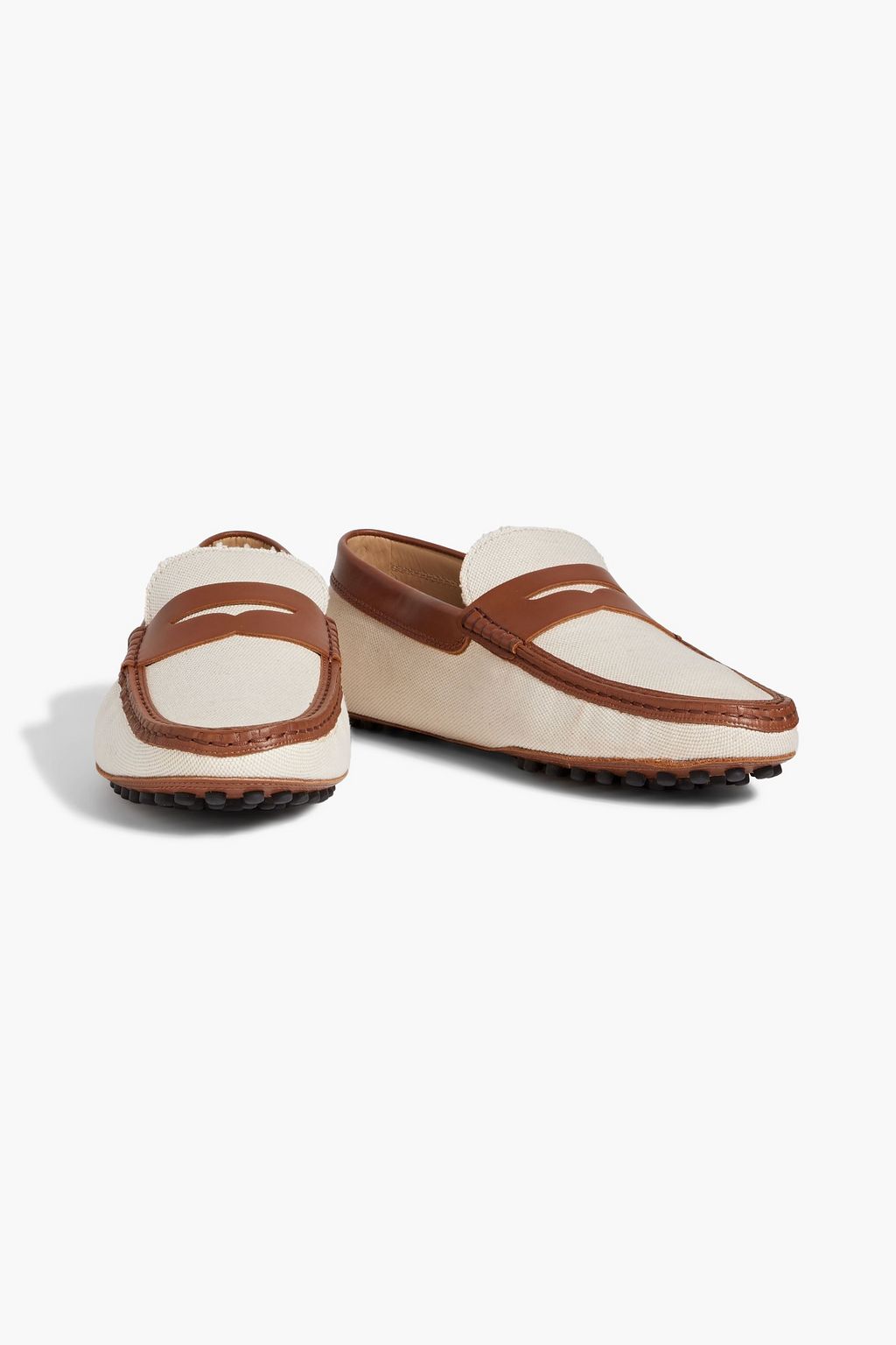 TOD'S Two-tone canvas and leather driving shoes