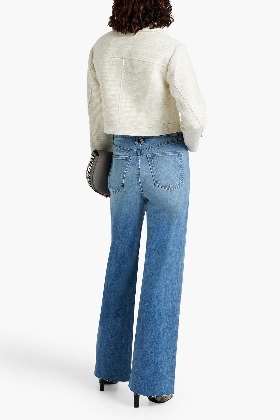 Shop A.l.c Oxford Wool-blend Tweed Jacket In Cream