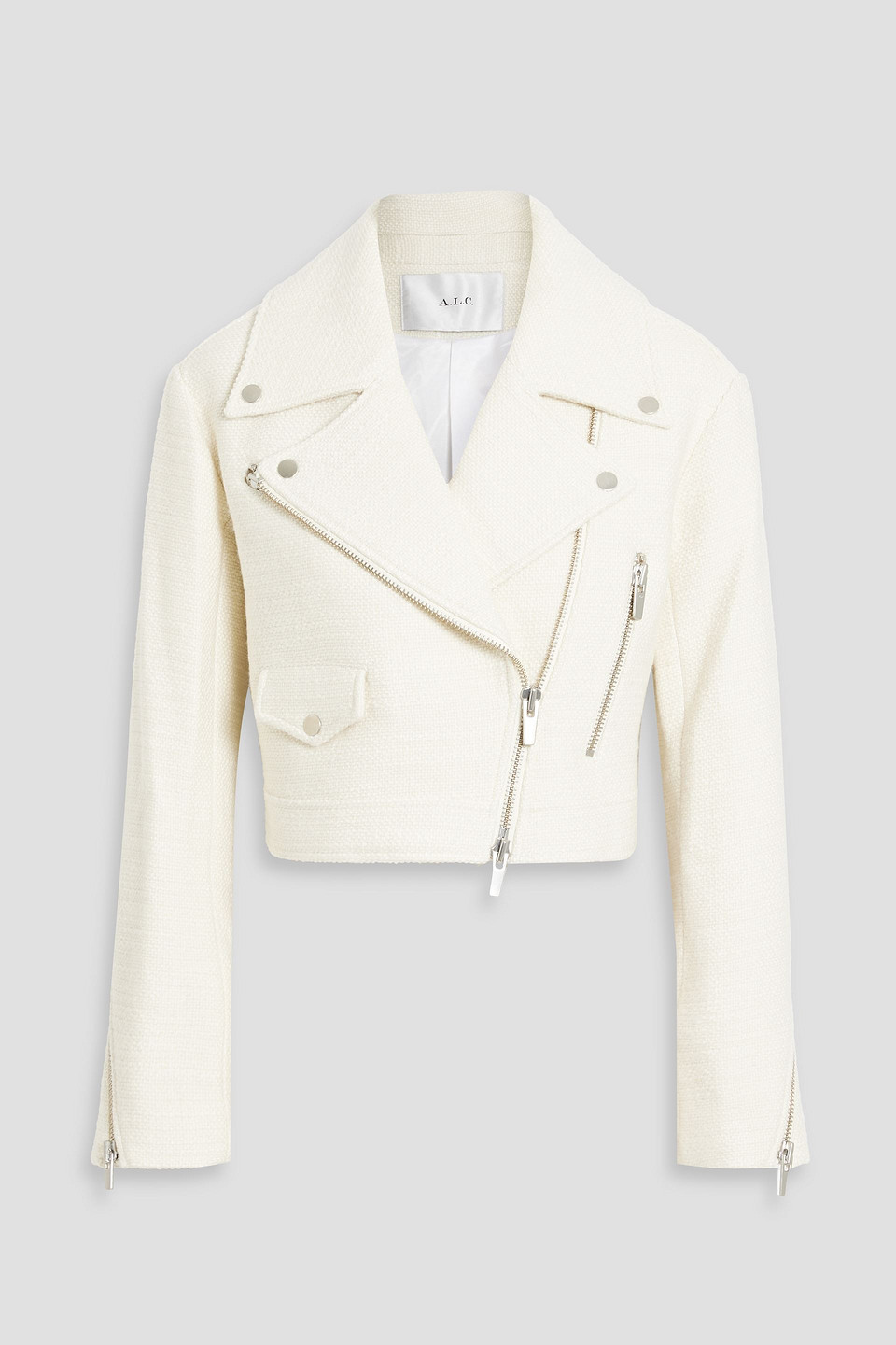 A.l.c Oxford Wool-blend Tweed Jacket In Cream