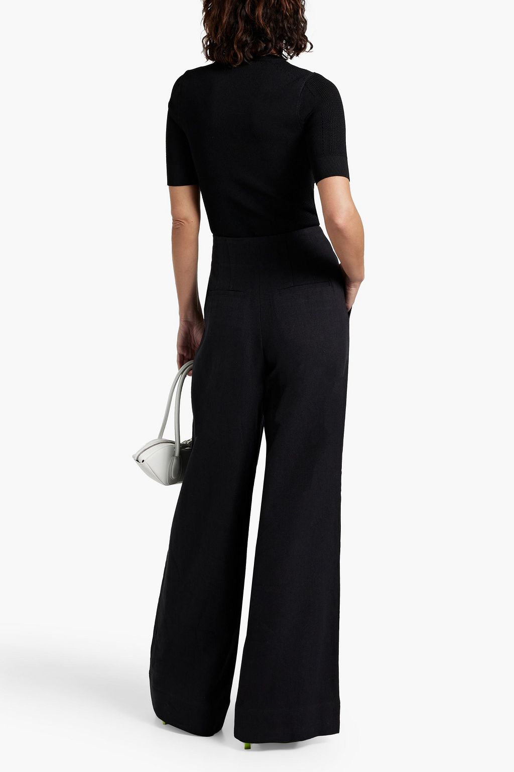 A.L.C. Bennett pleated cotton and linen-blend wide-leg pants
