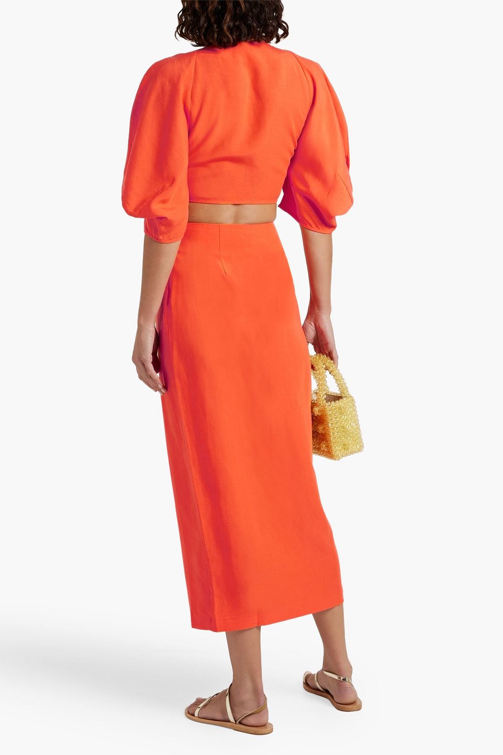 MARA HOFFMAN Wrap-effect TENCEL™ Lyocell and linen-blend midi skirt
