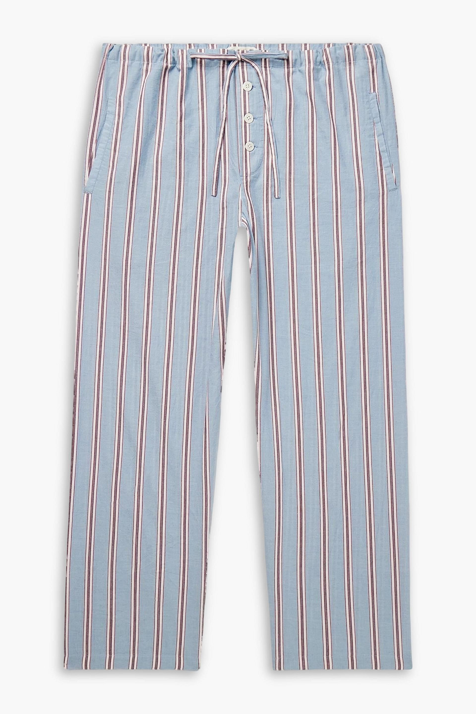 bode - regatta straight-leg striped cotton-voile drawstring pants - blue - s