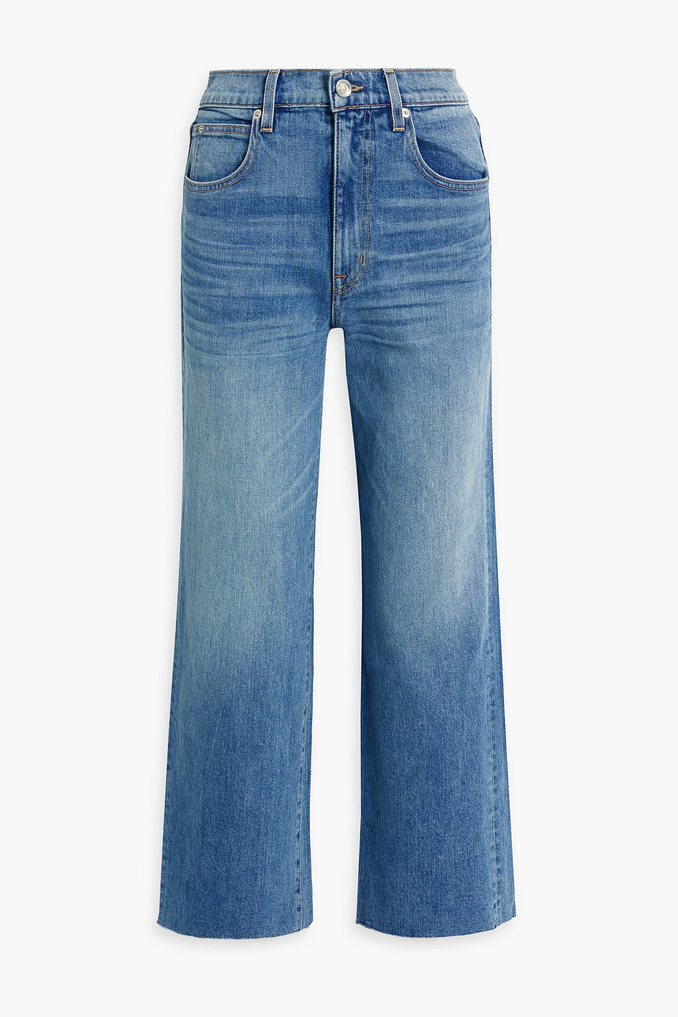 Slvrlake Grace Frayed High-rise Wide-leg Jeans In Mid Denim