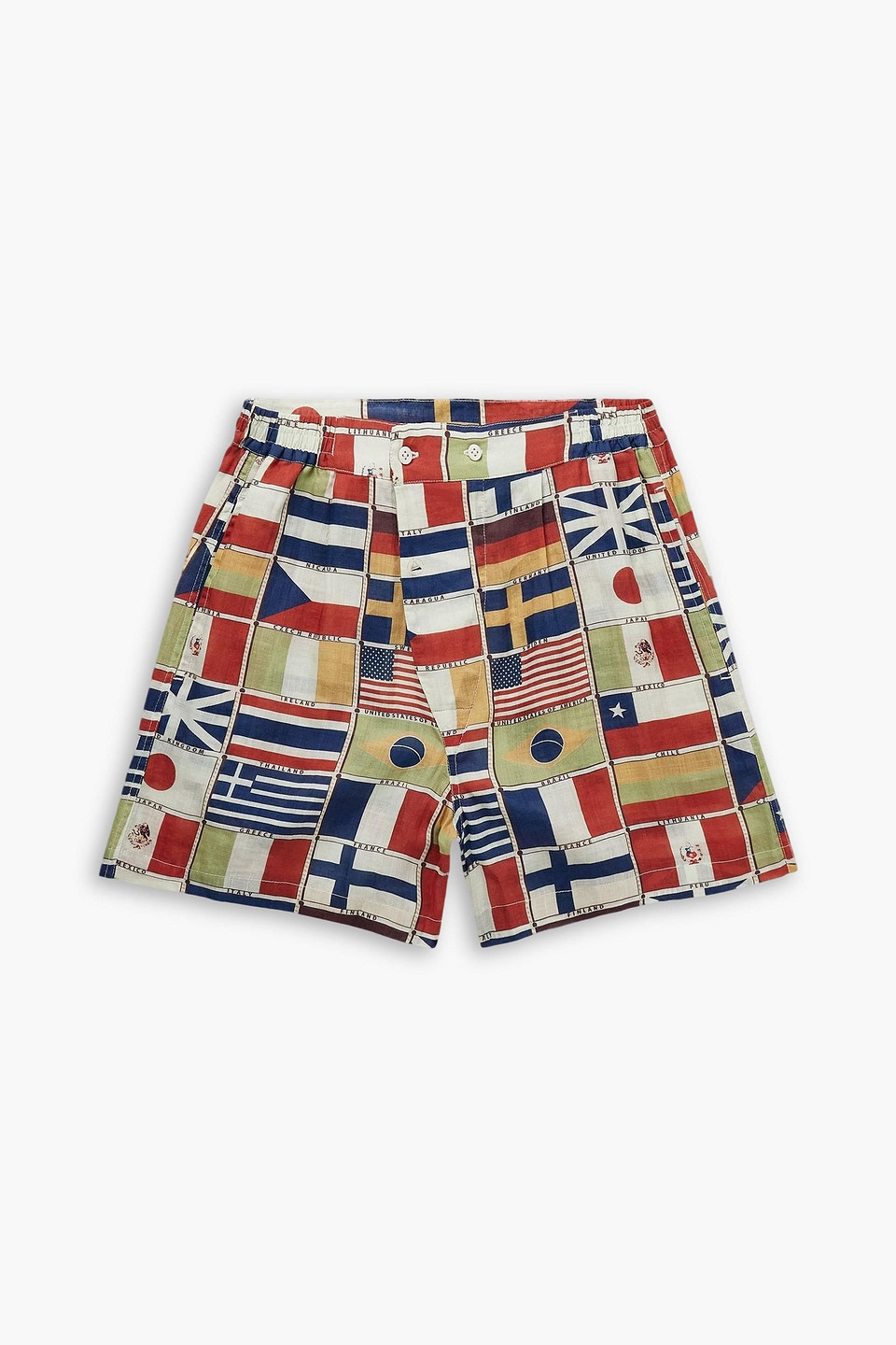 bode - international straight-leg printed linen shorts - multicolor - s
