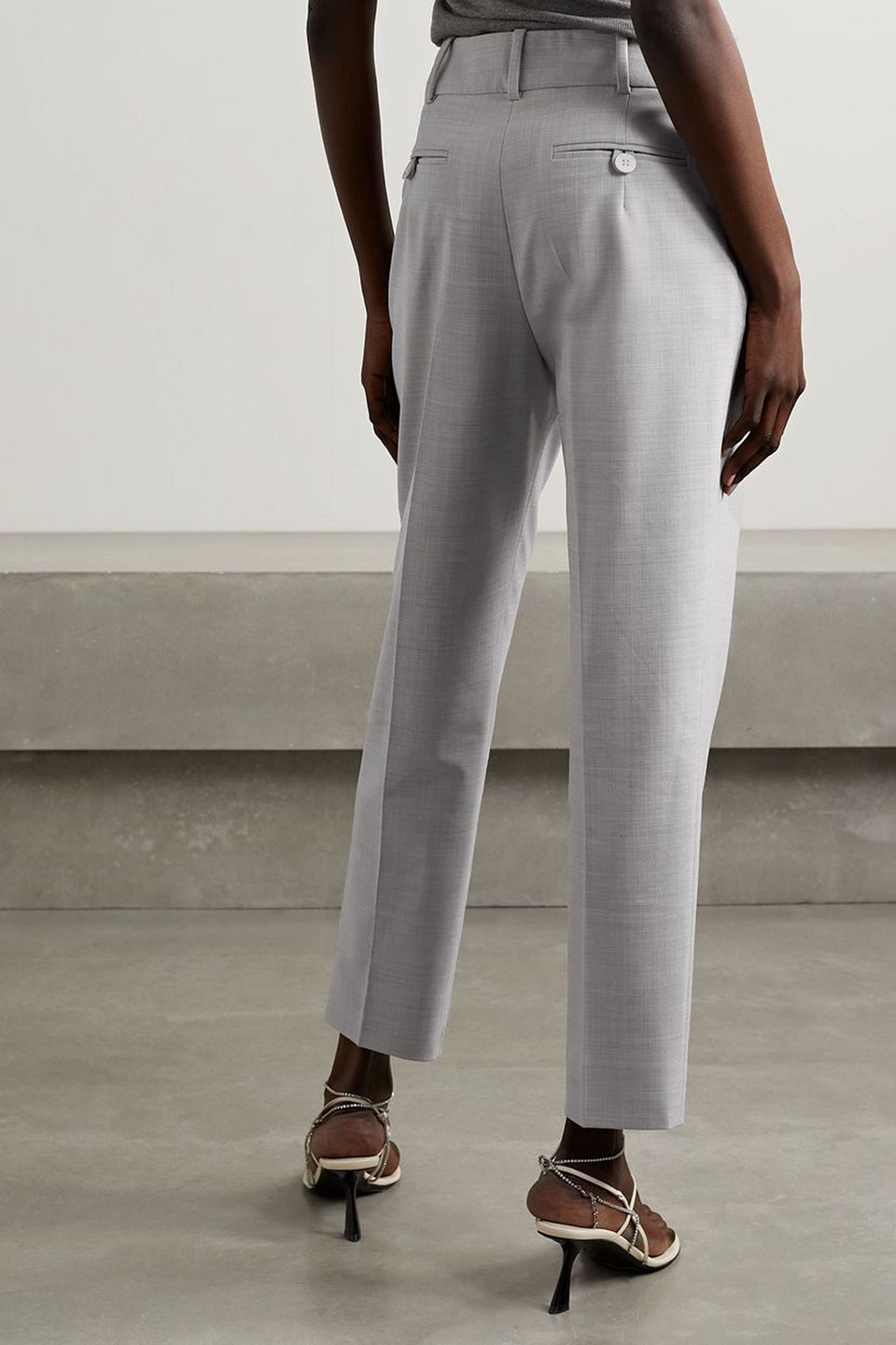 Cefinn Tristan Tapered Wool-blend Twill Pants In Light Gray